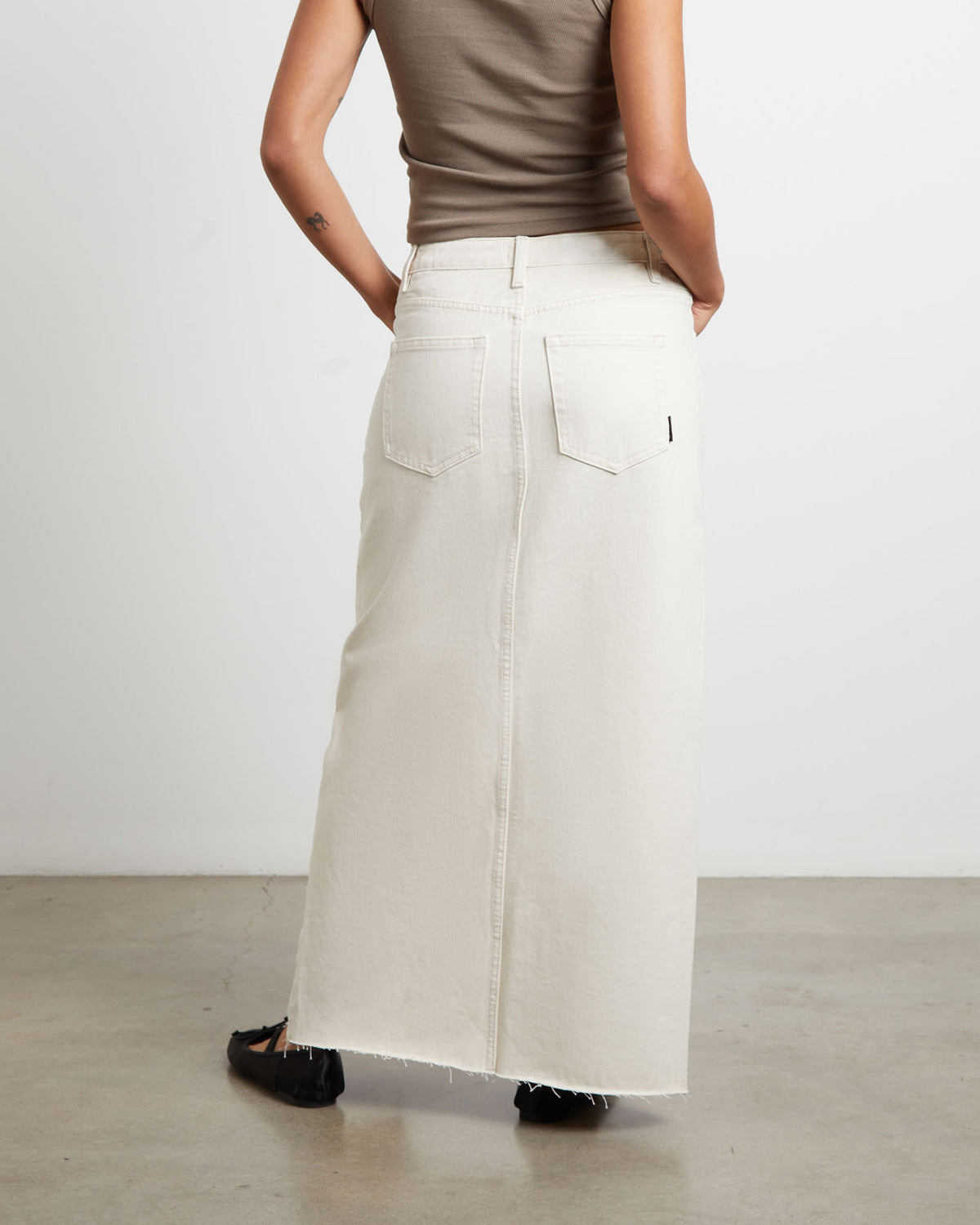 Eva Maxi Denim Skirt in Chalk WHITE