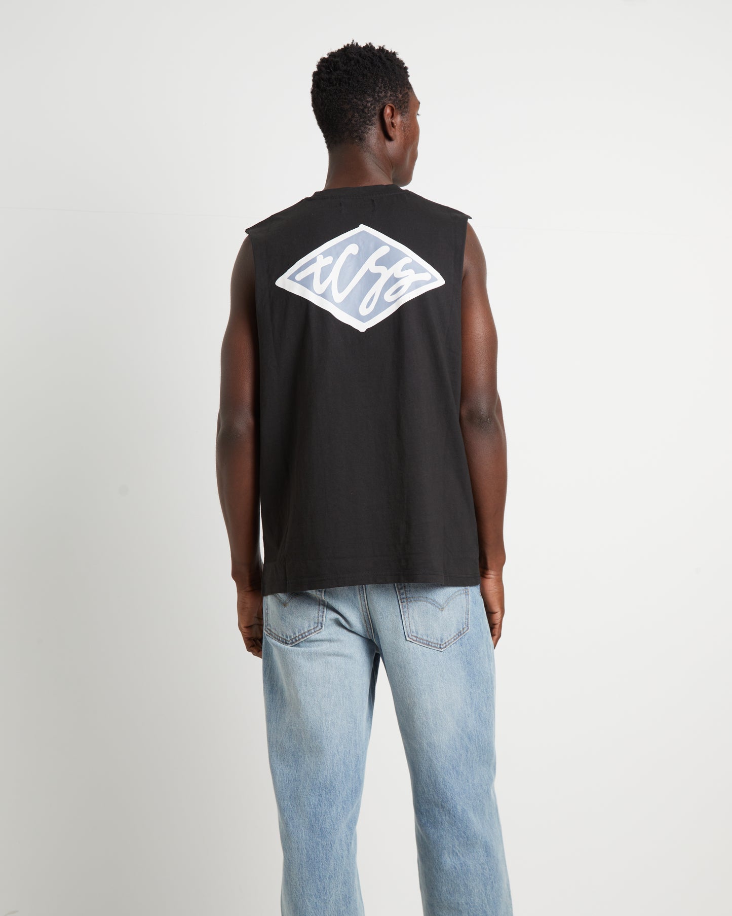 Scribble Muscle Tee in Black