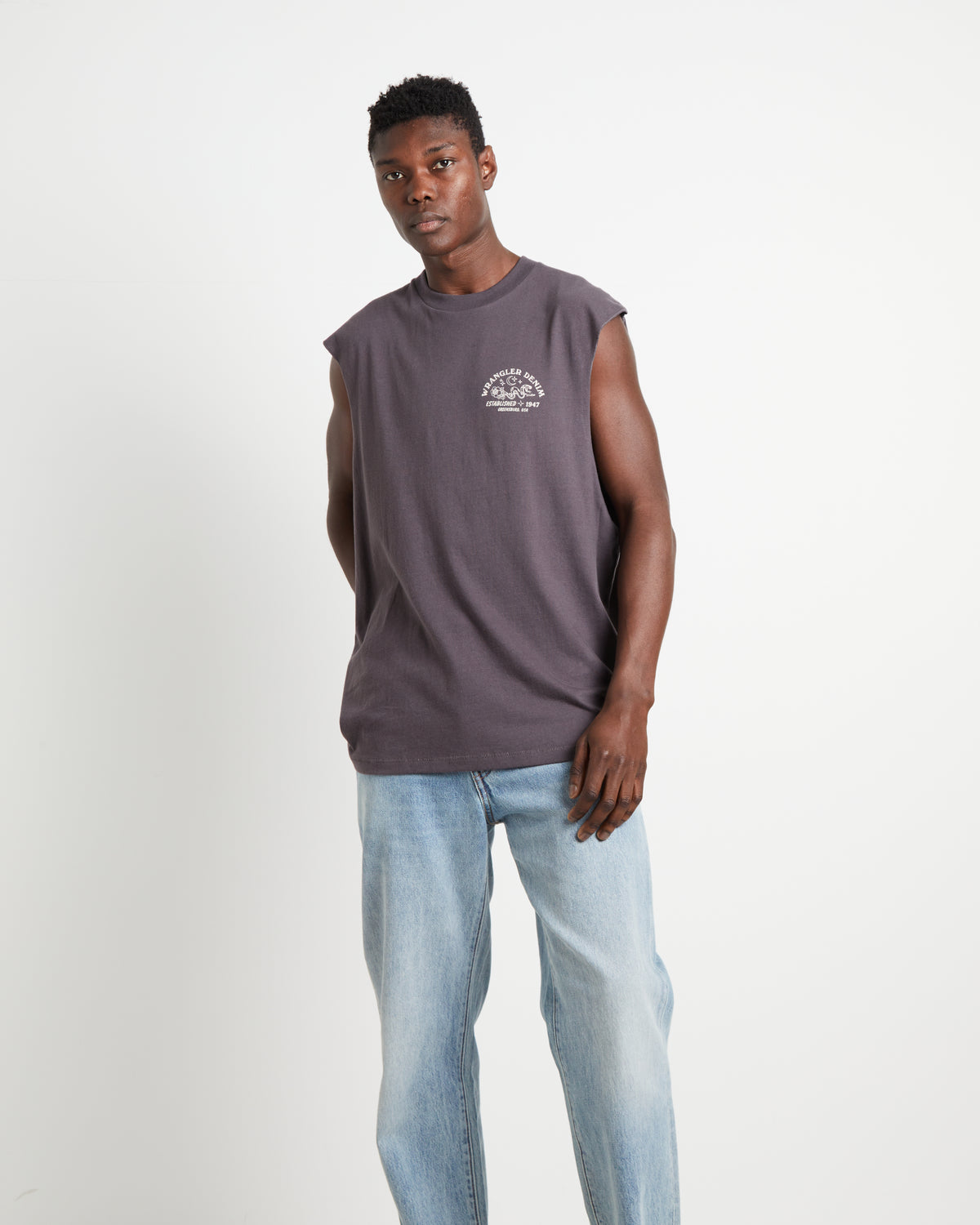 Serpent Stamp Muscle Tee in Slate Grey GREY