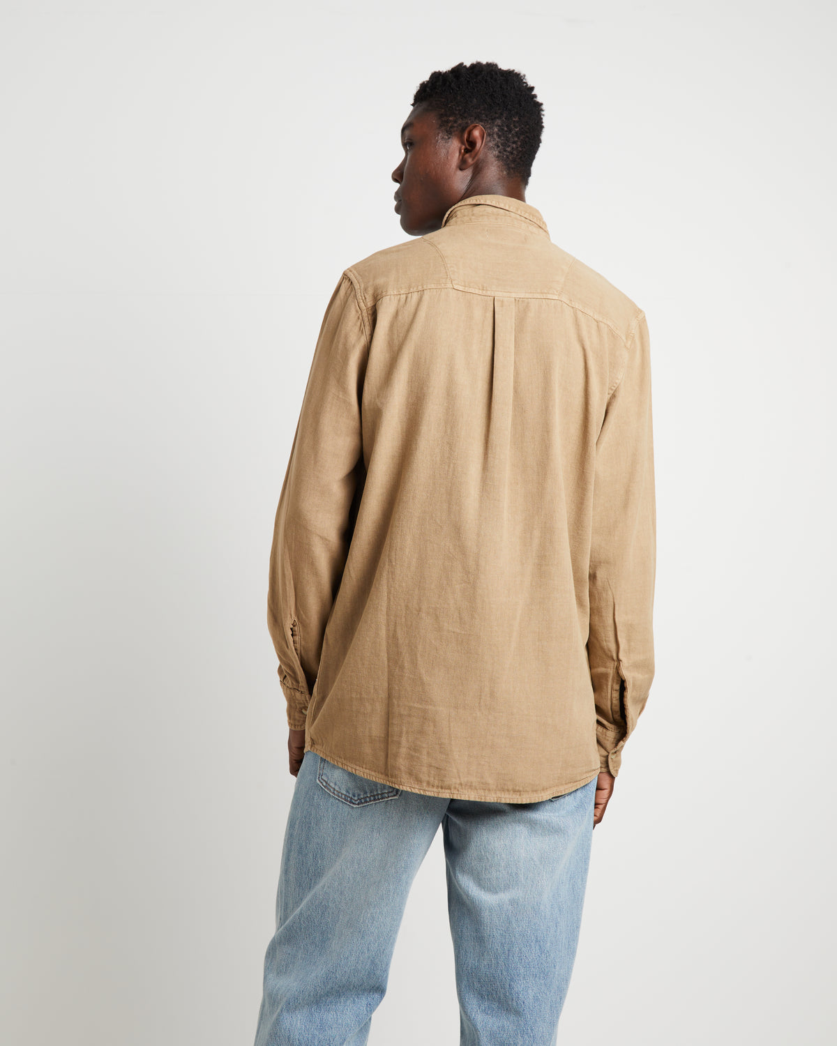 Men At Work Oxford Long Sleeve Shirt in Sand NATURAL