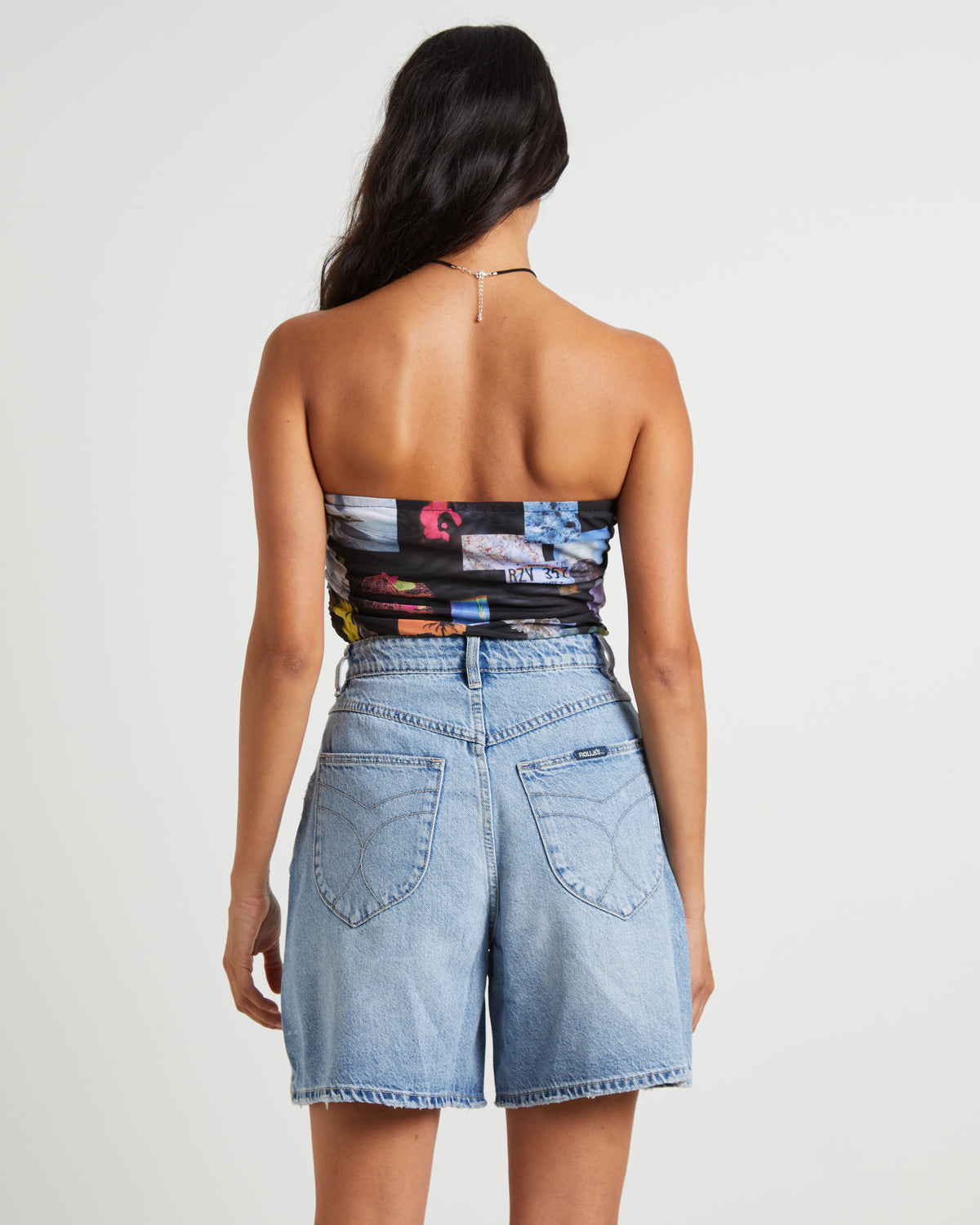 Under Pressure Recycled Sheer Strapless Top in Black BLACK