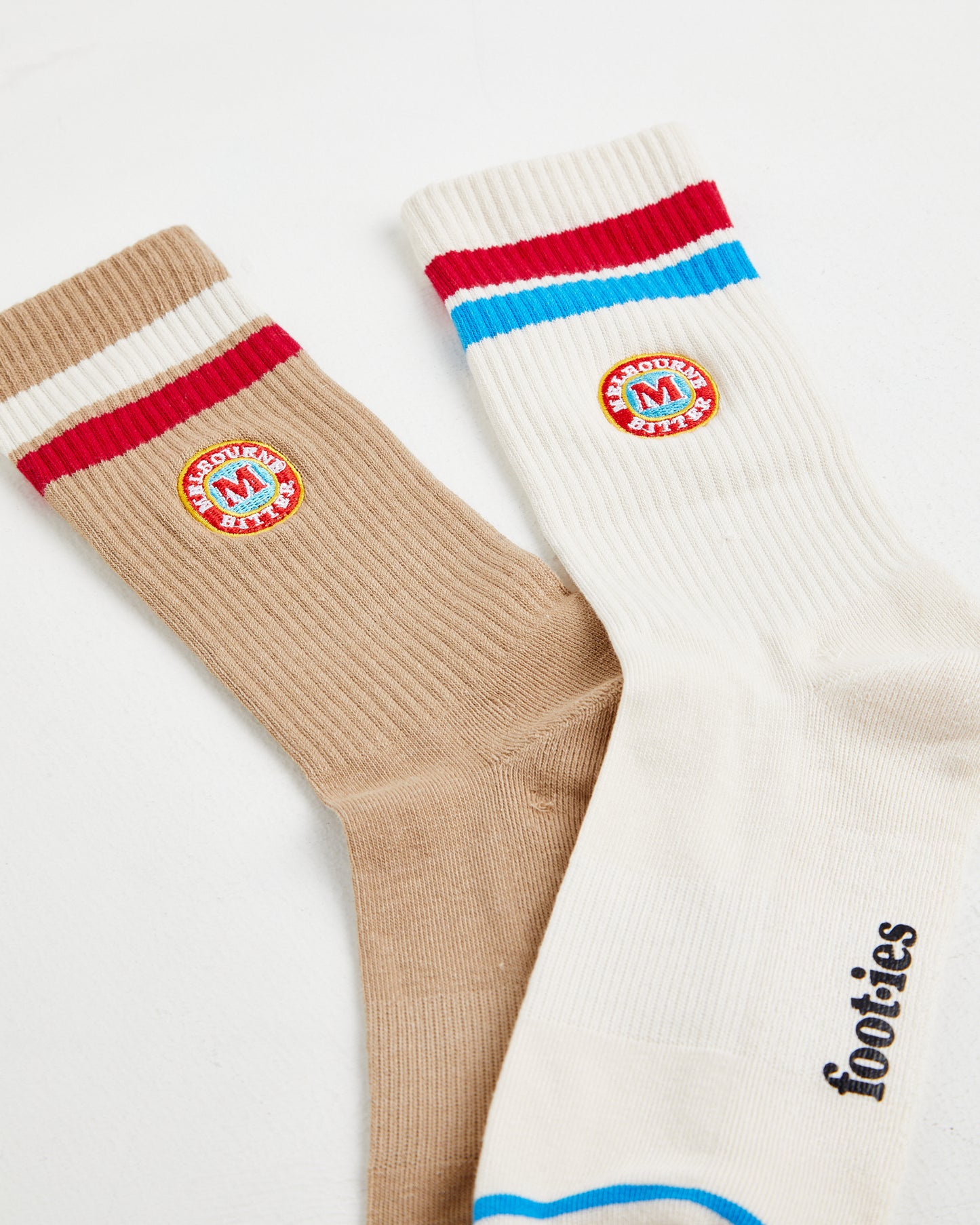 Melbourne Bitter Logo Stripe Sneaker Socks 2 Pack