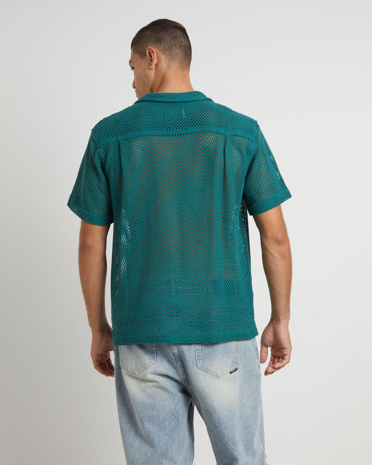 Diego Mesh Short Sleeve Shirt in Jade Green JADE
