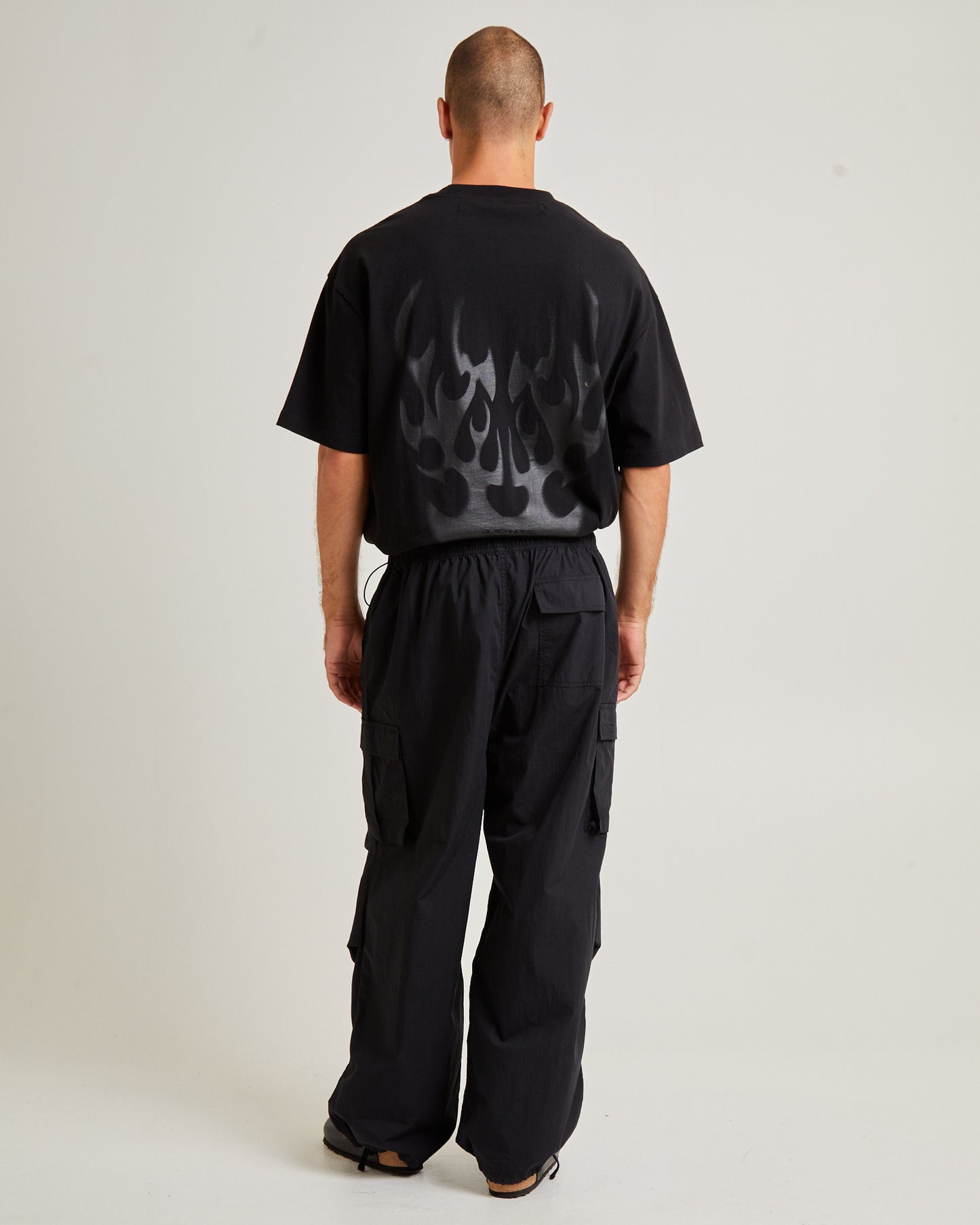 Oversized Parachute Cargo Pant in Black