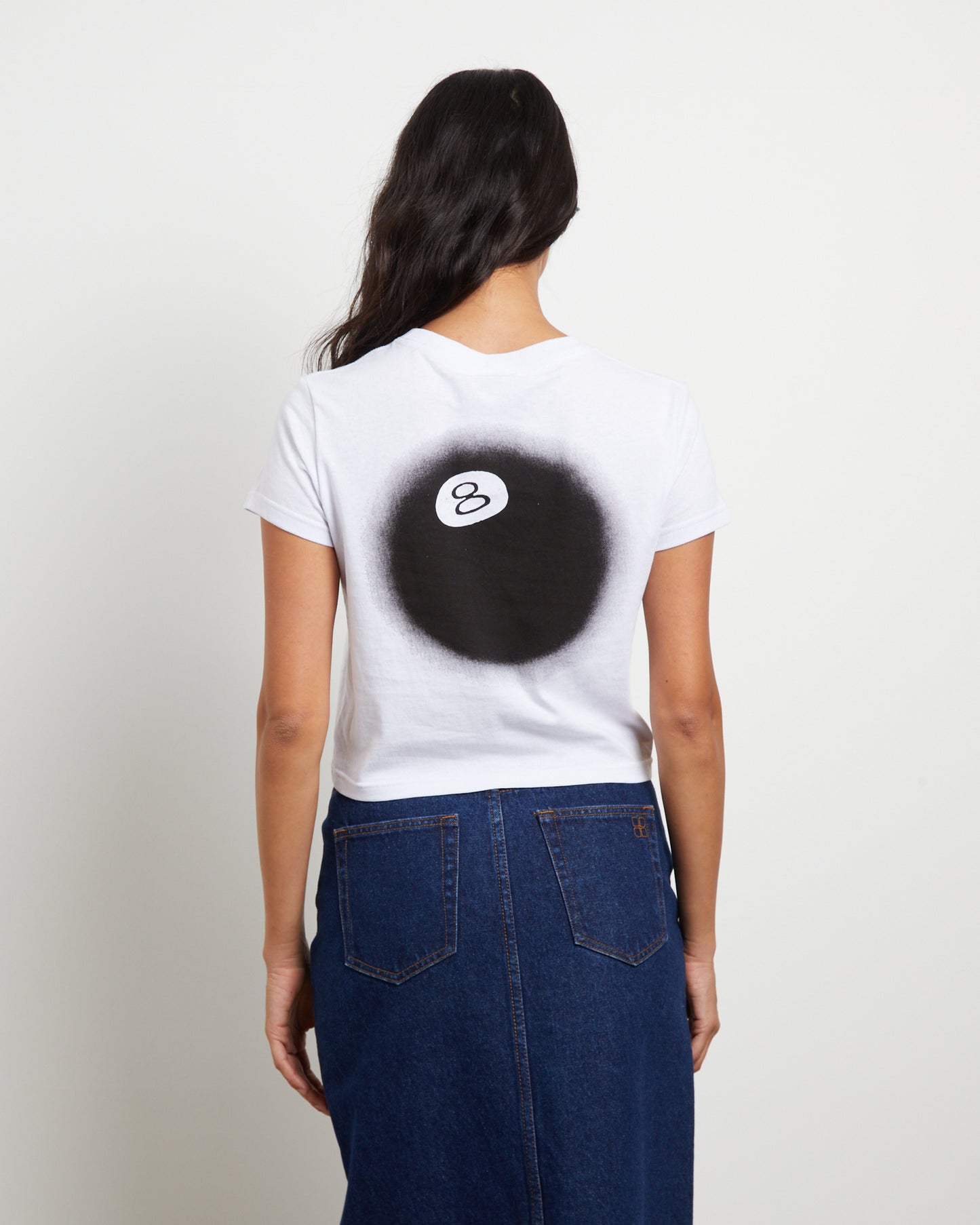 8 Ball Fade Slim Tee in White