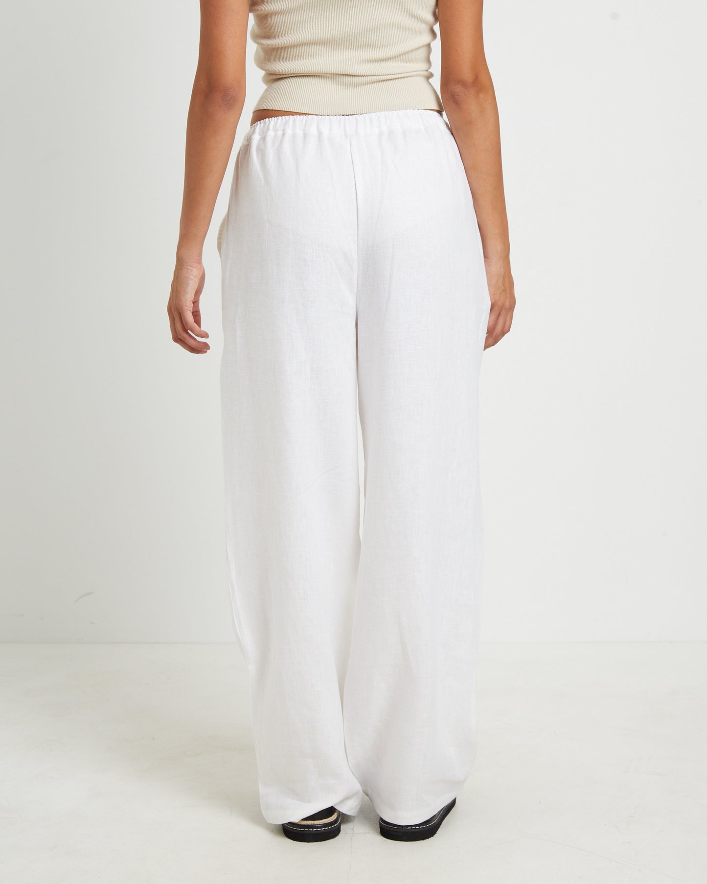 Kai Linen Draw Pants in White