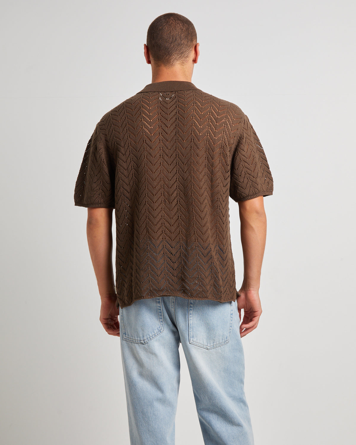 Blaxland Knit Short Sleeve Shirt in Brown BROWN
