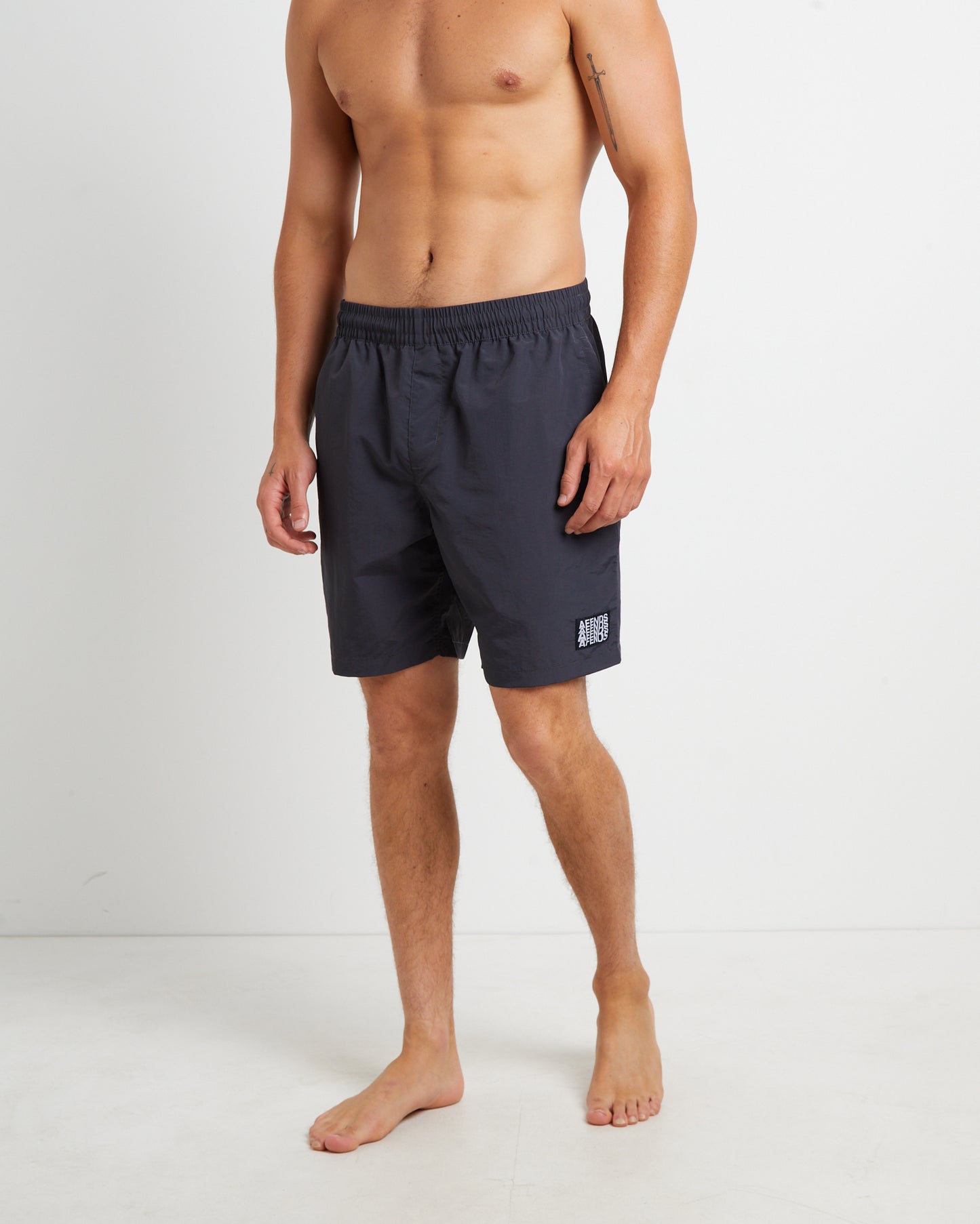 Surf Related Hemp Fixed Waist Swim Shorts in Black