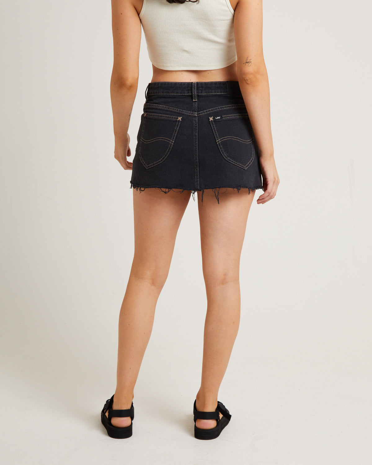 Y2K Low Mini Hollaback Denim Skirt in Black HOLLABACK BLACK