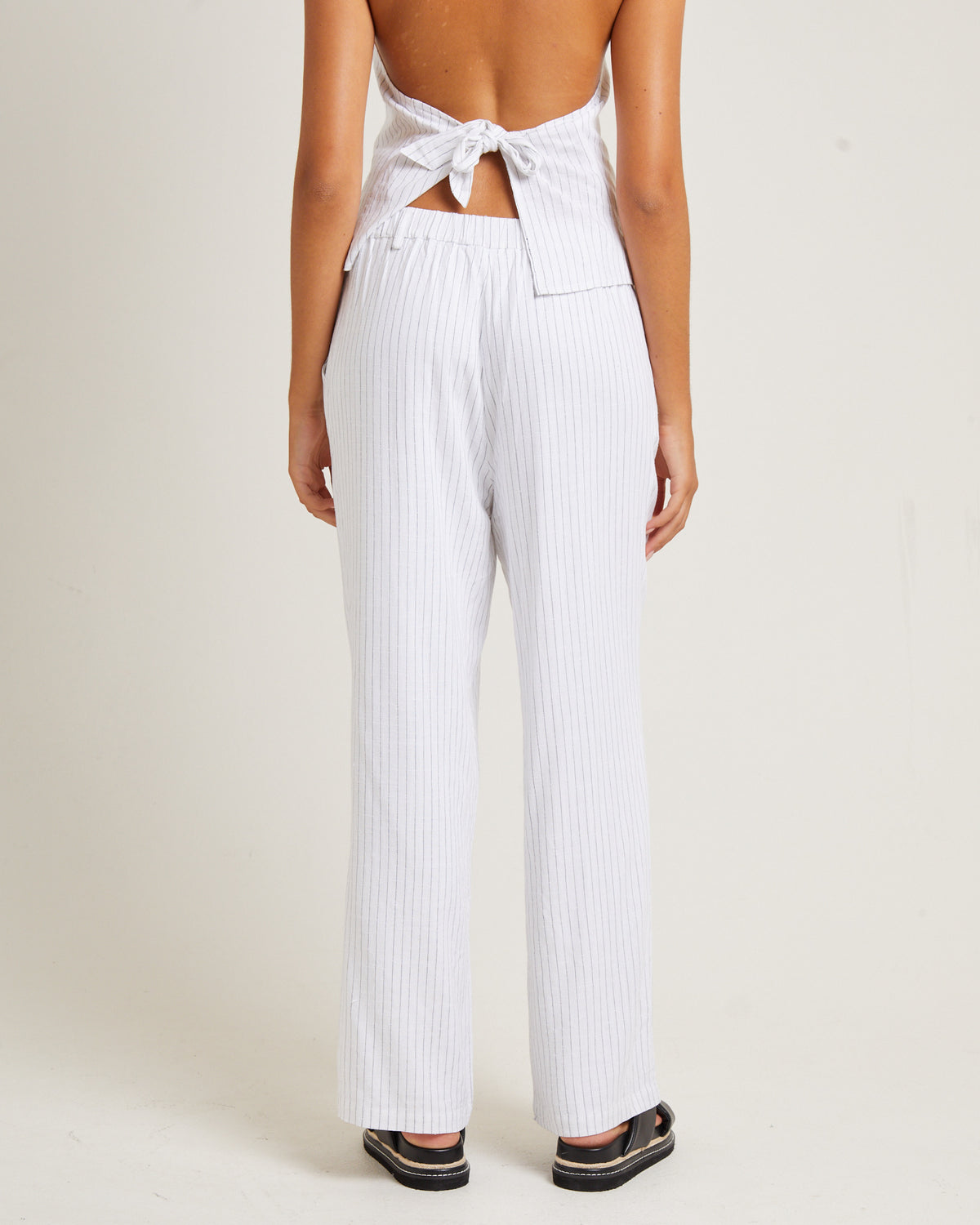 Jemimah Linen Trousers WHITE PINSTRIPE