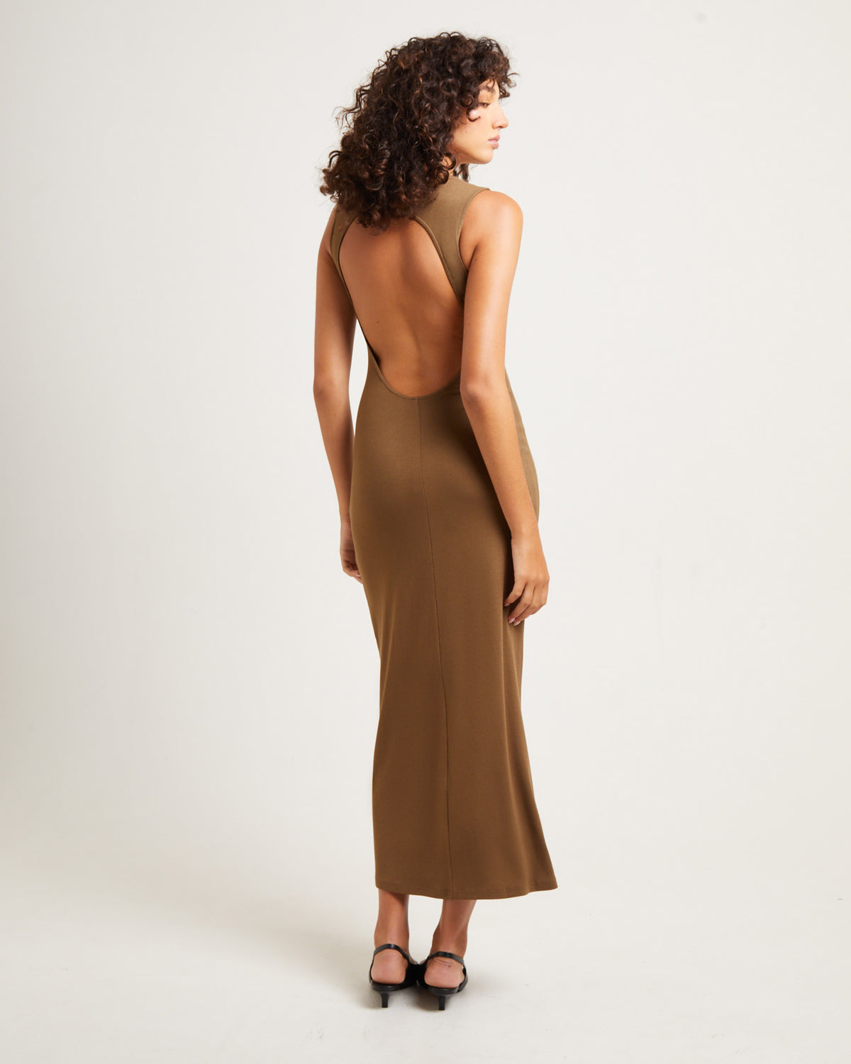 Dahlia Curve Cut Out Maxi Dress CHOCOLATE