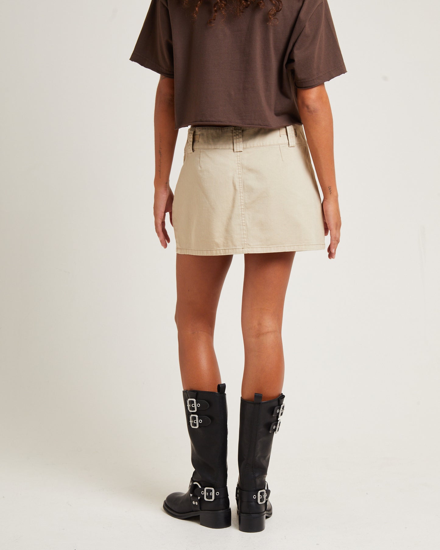 Codie Mid Rise Cargo Skirt Stone