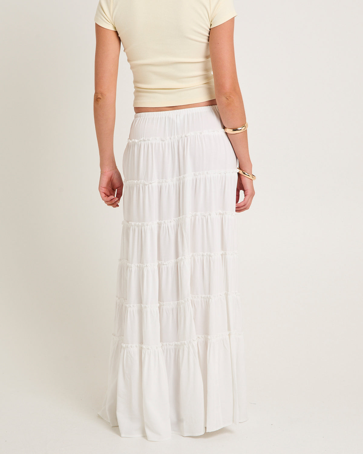 Sereno Tiered Skirt WHITE