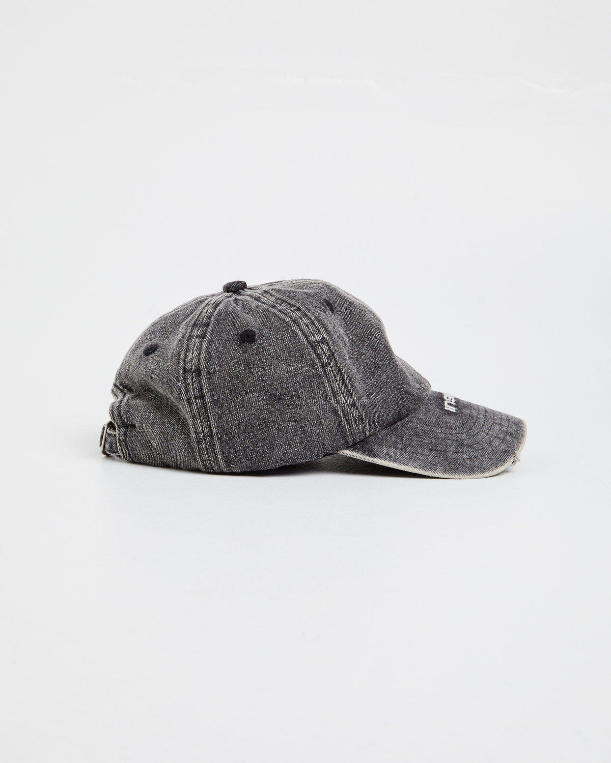 Distressed Denim Cap BLACK