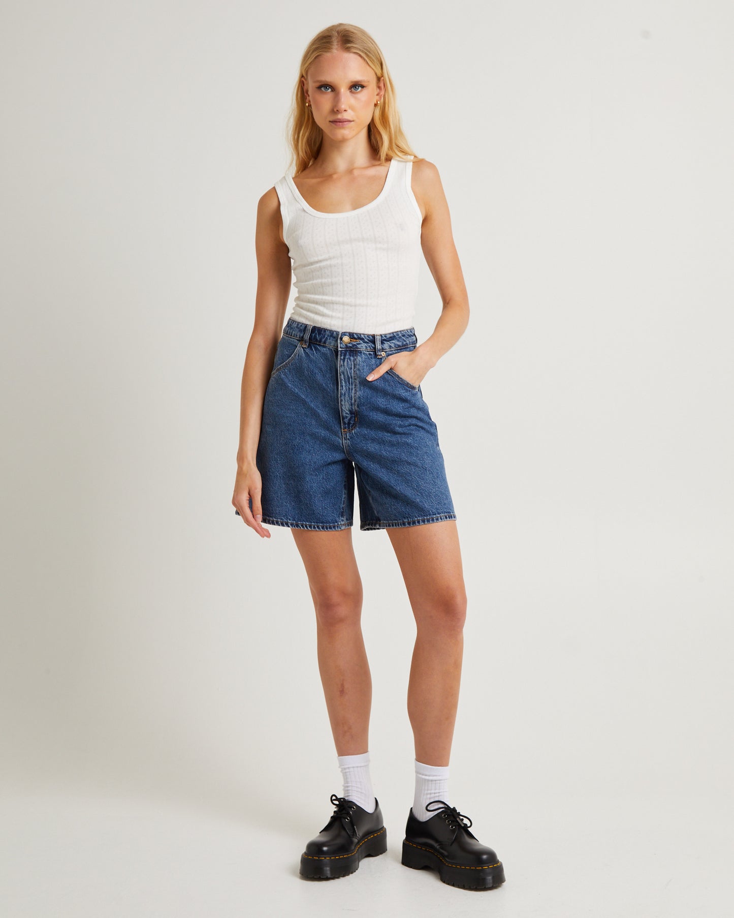Super Mirage Denim Shorts Pacific