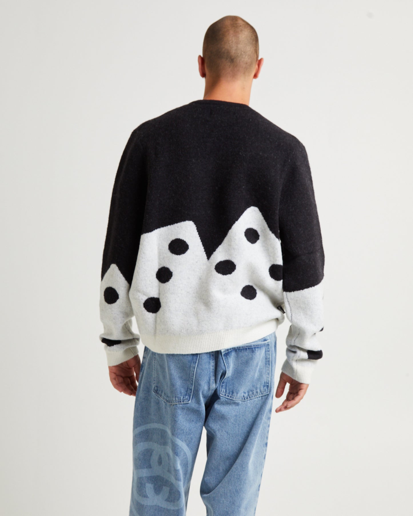 Dice Fuzzy Crew Sweater Black