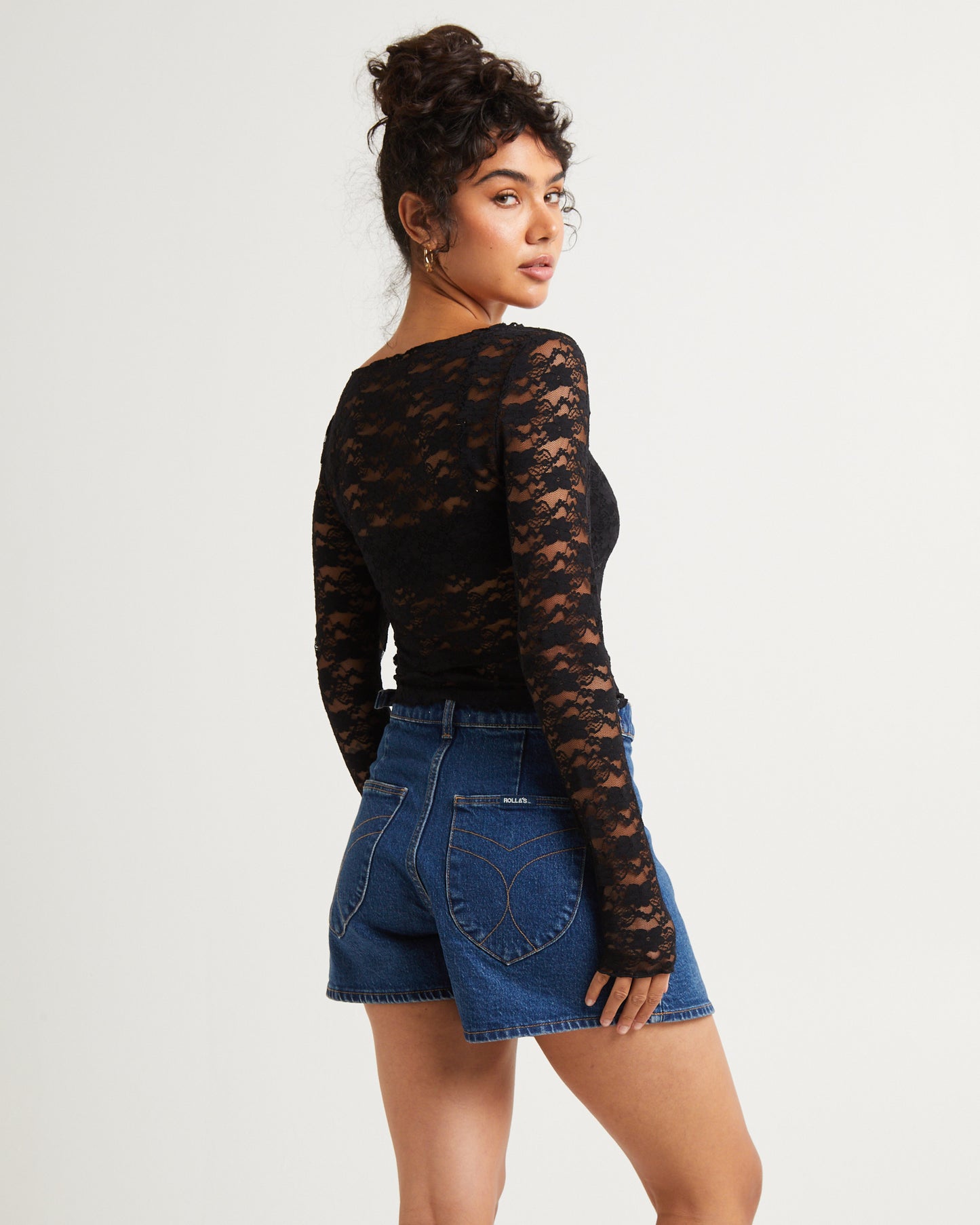 Leah Sheer Long Sleeve Lace Top