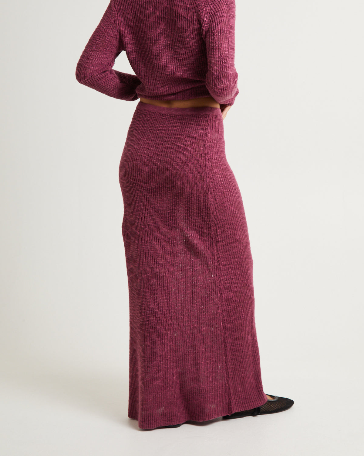Paige Boucle Knit Maxi Skirt BERRY