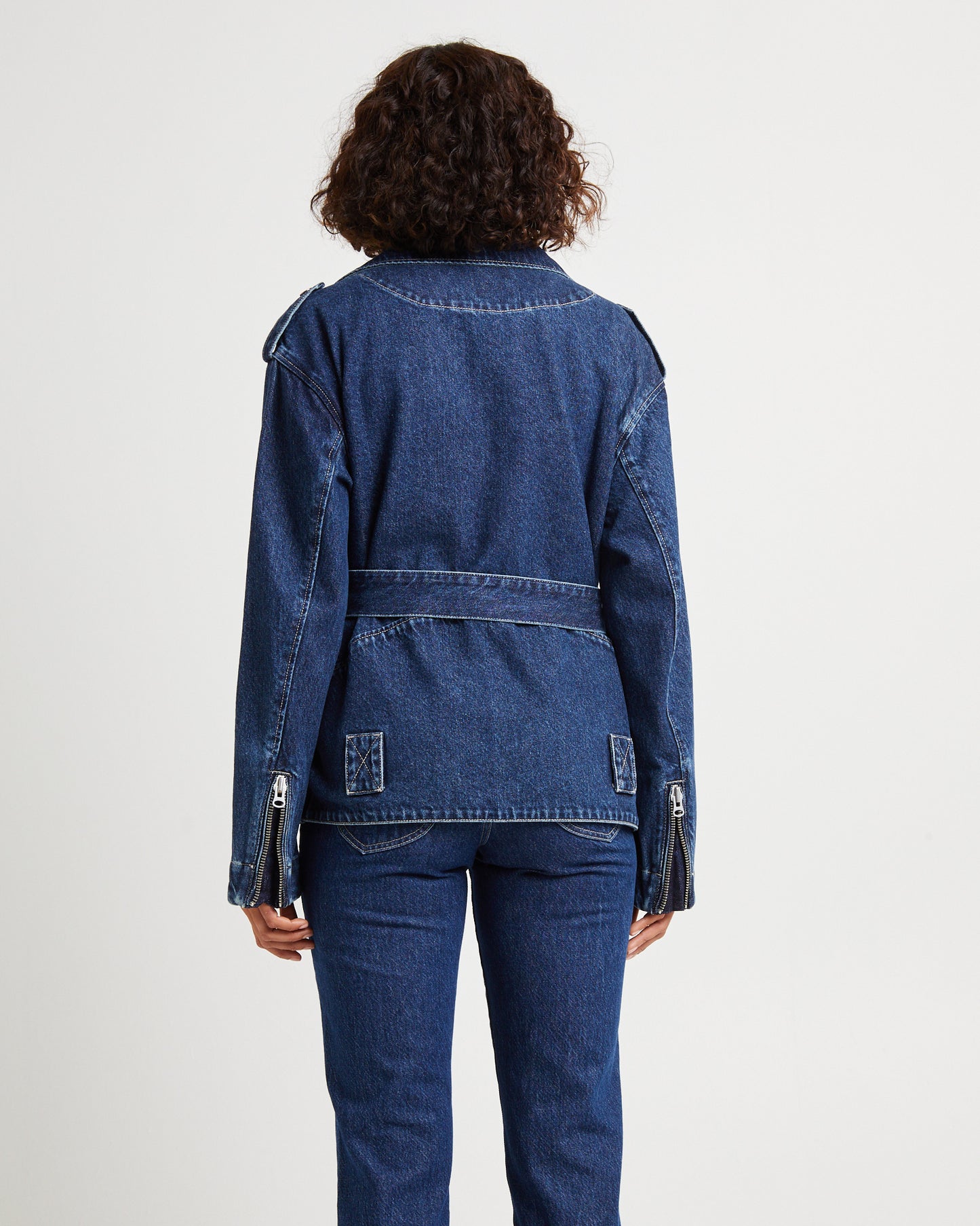 Signature Oversized Biker Denim Jacket Essential Rinse
