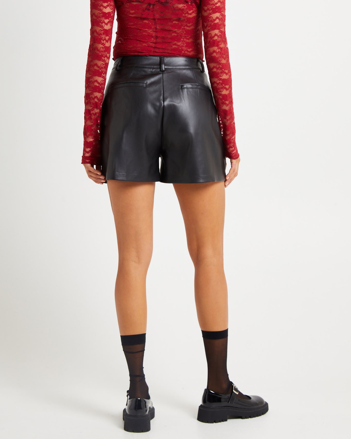 Cleo PU Tailored Shorts Black