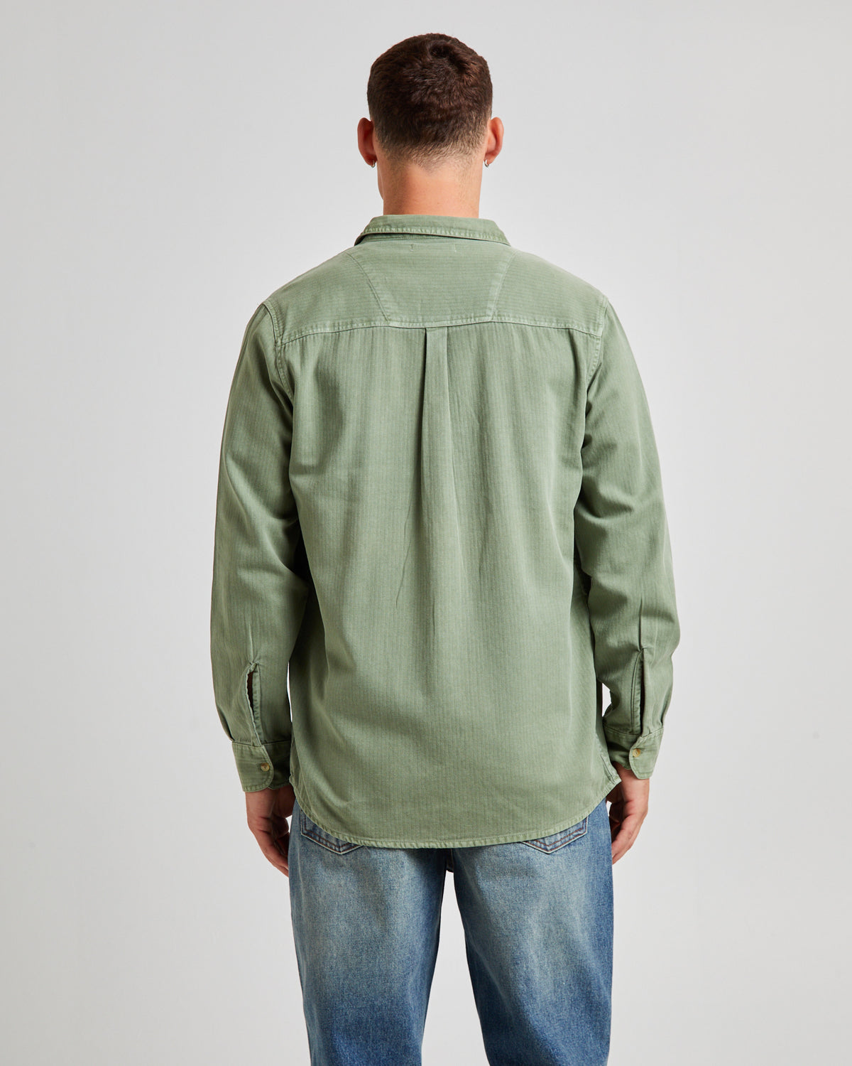 Herringbone Long Sleeve Shirt FADED ARMY
