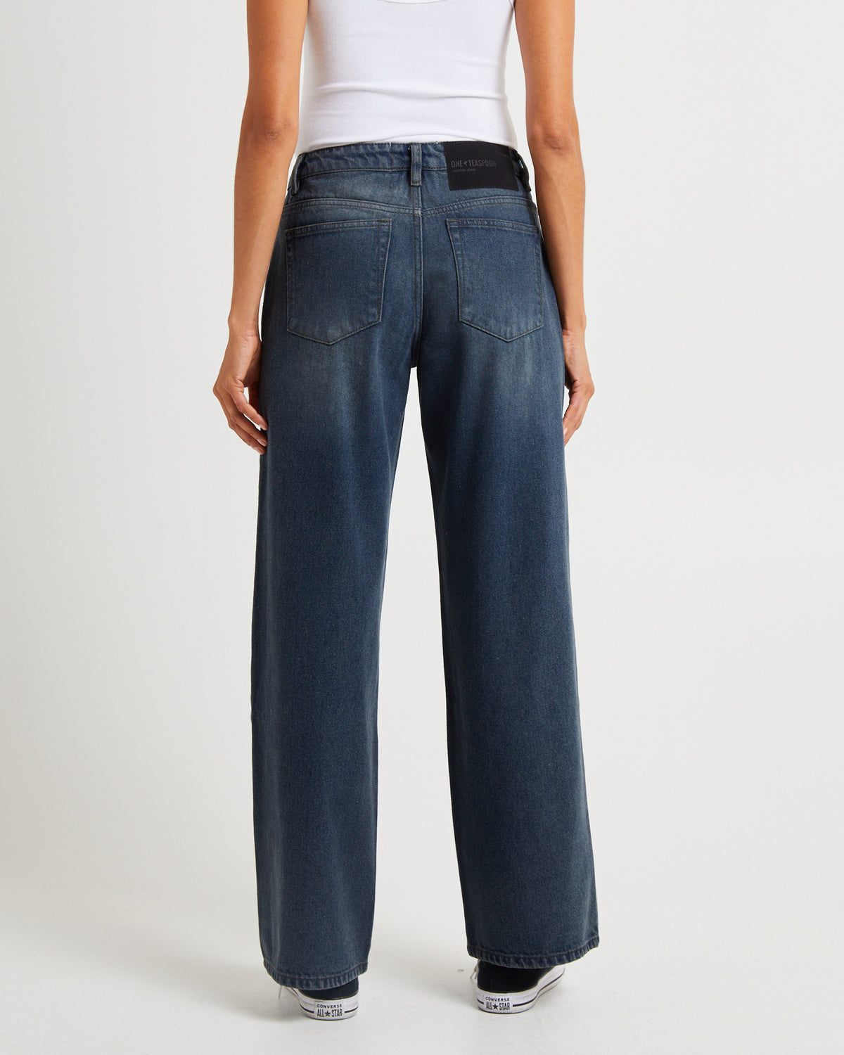 Jacksons Mid Waist Wide Leg Denim Jeans Fox FOX BLACK