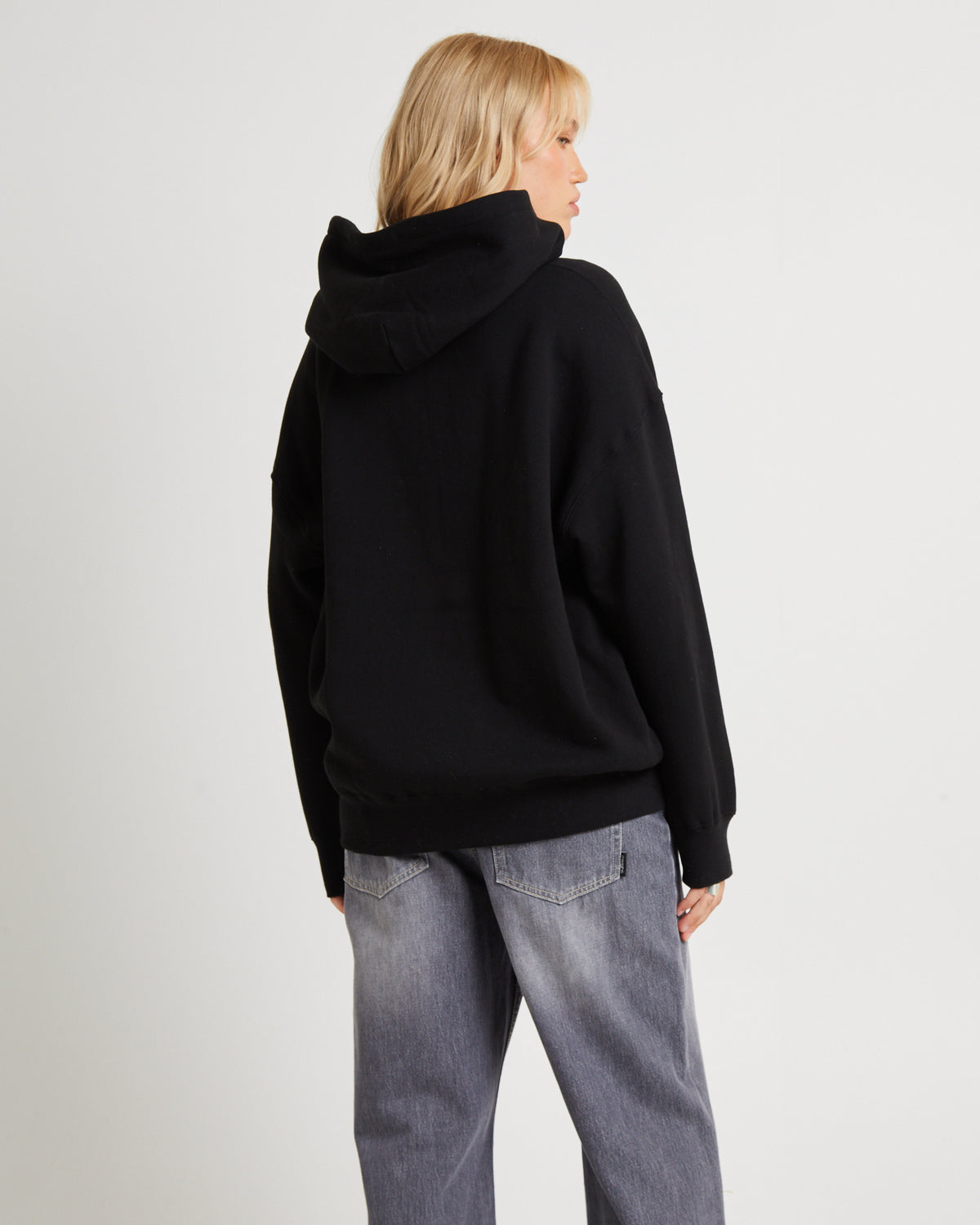 Graffiti Embroidery Over Sized Hoodie BLACK