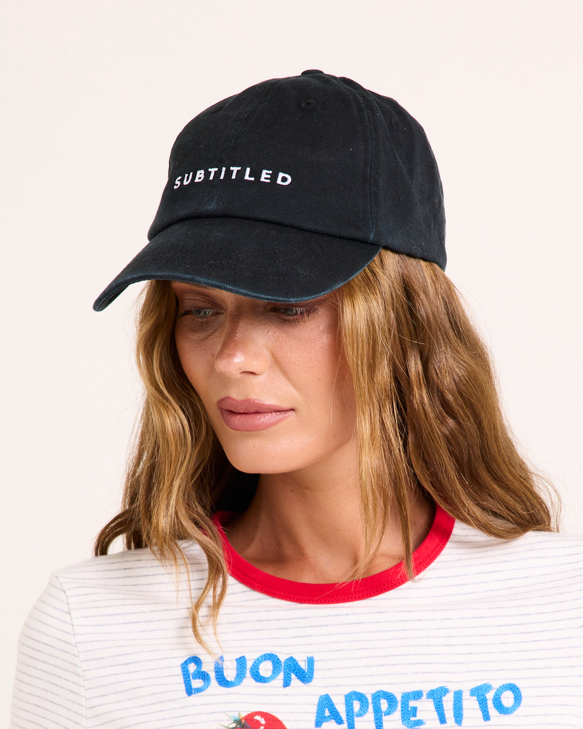 Logo Stonewashed Cap BLACK