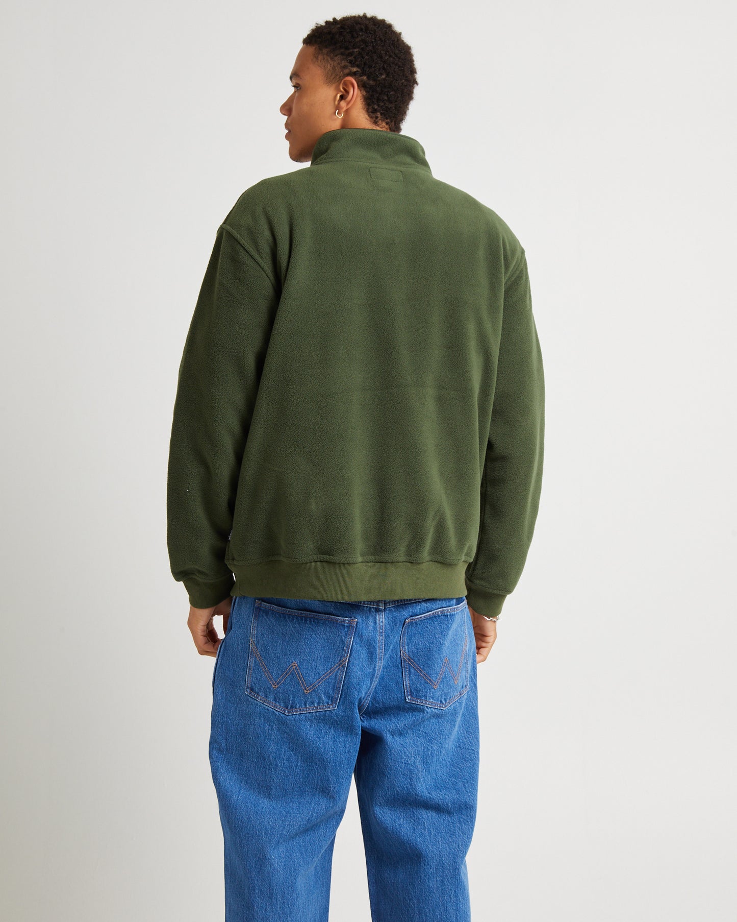 Polar Button Up Sweat Jumper Forest Green