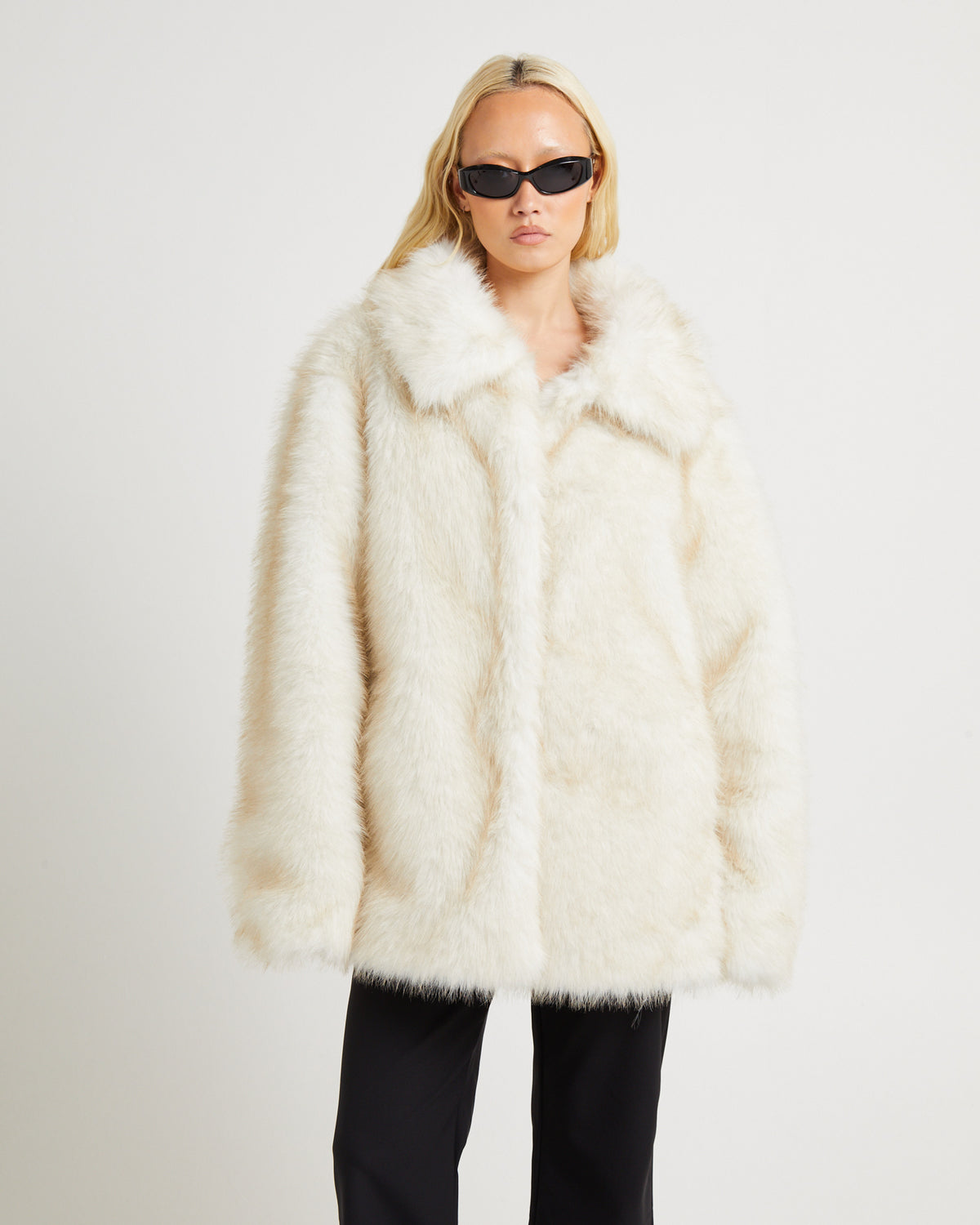 Lydia Longline Fur Coat CREAM