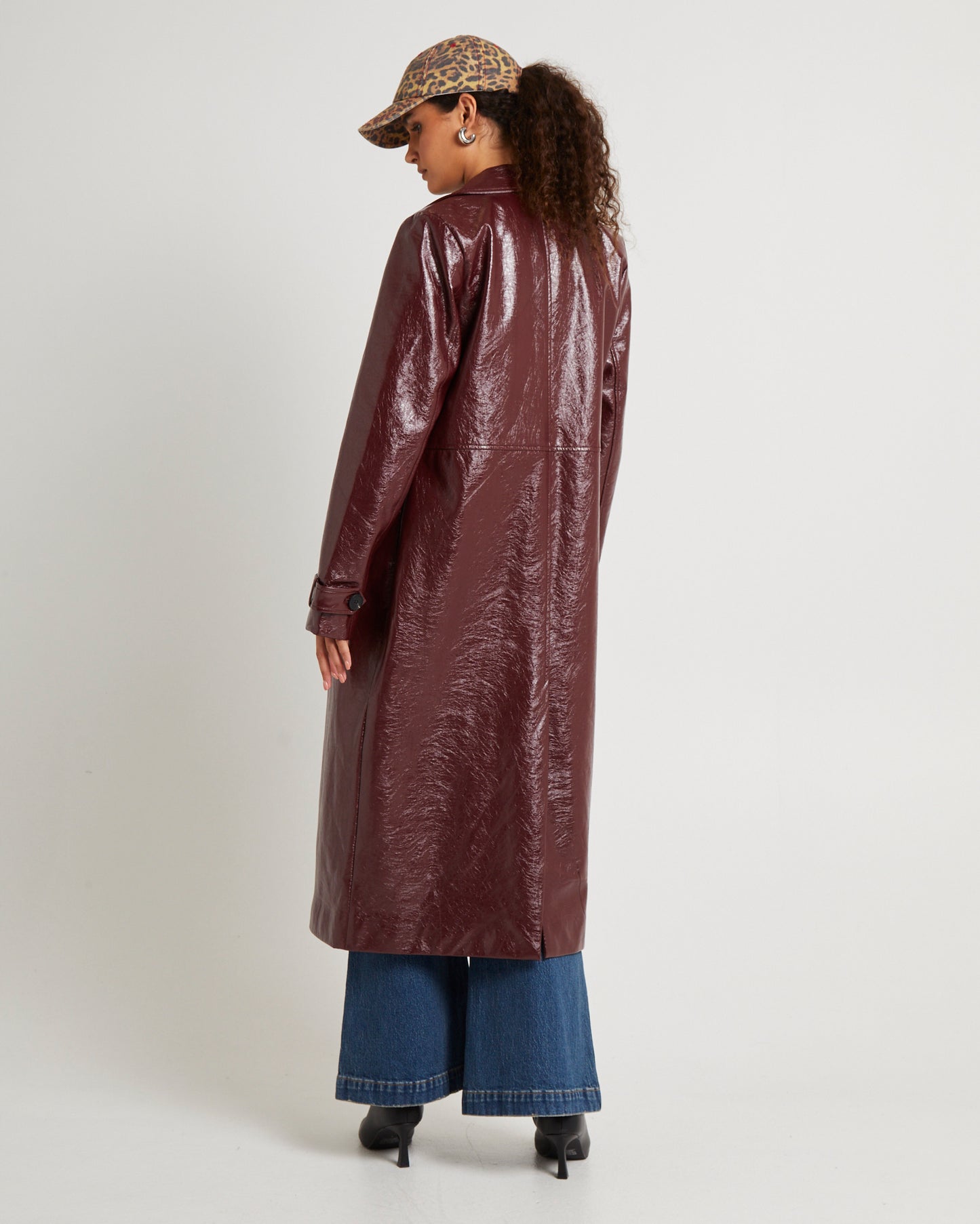 Aubrey Leather Look Longline Coat