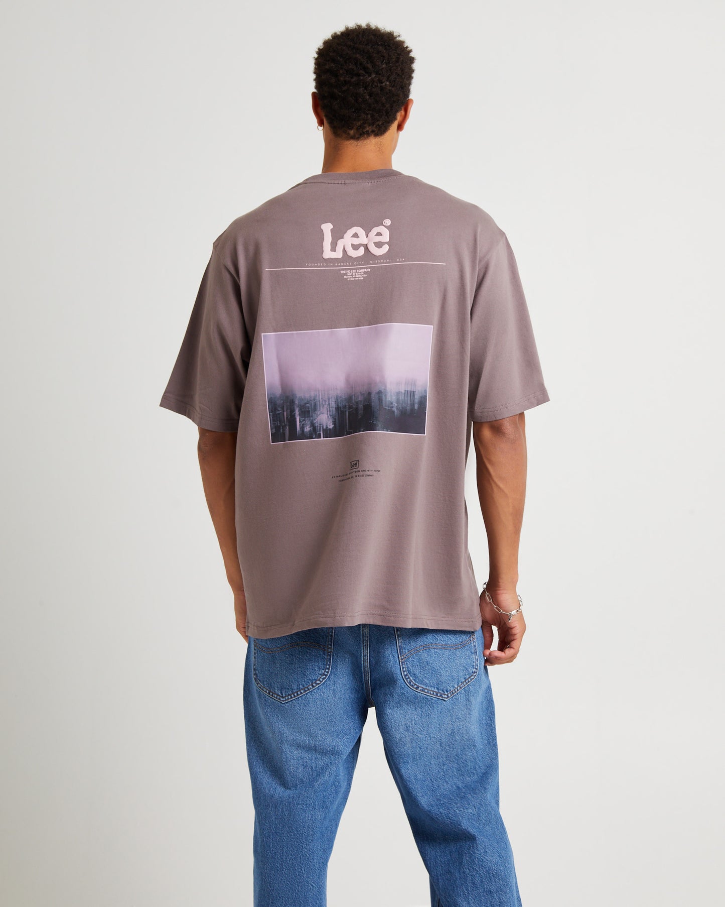 Skyline Puff Baggy T-Shirt Iron Plum