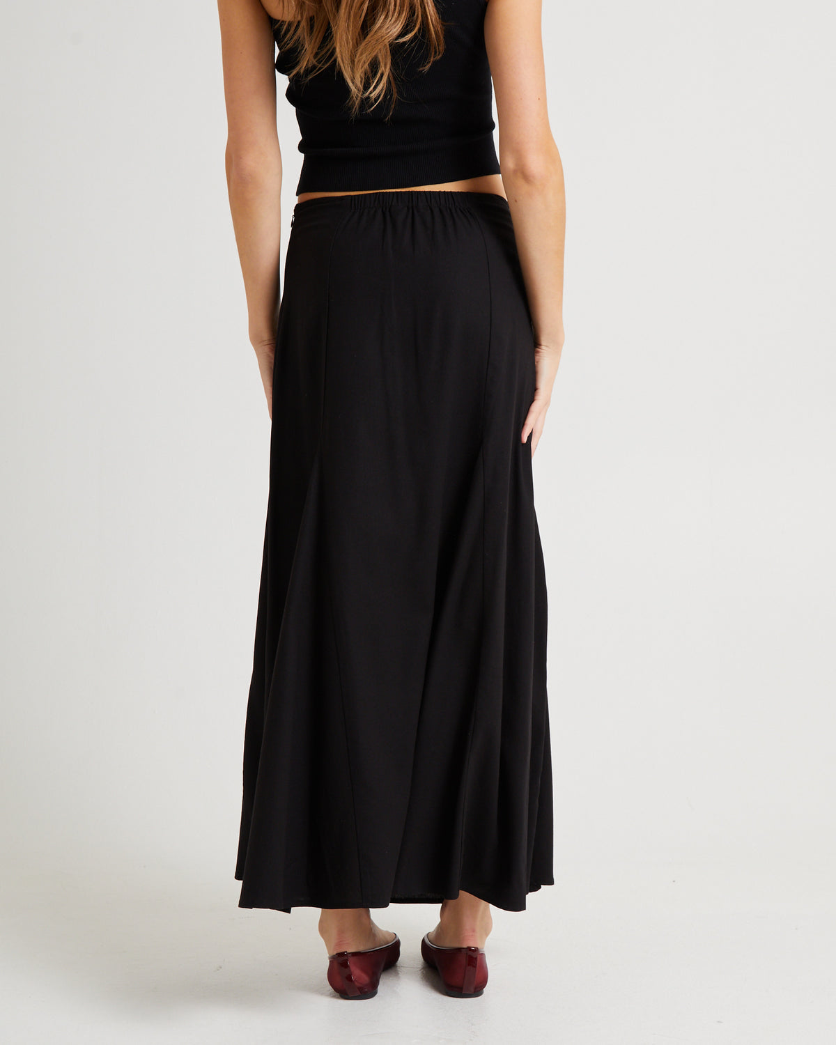 Kenzie Godet Full Maxi Skirt BLACK