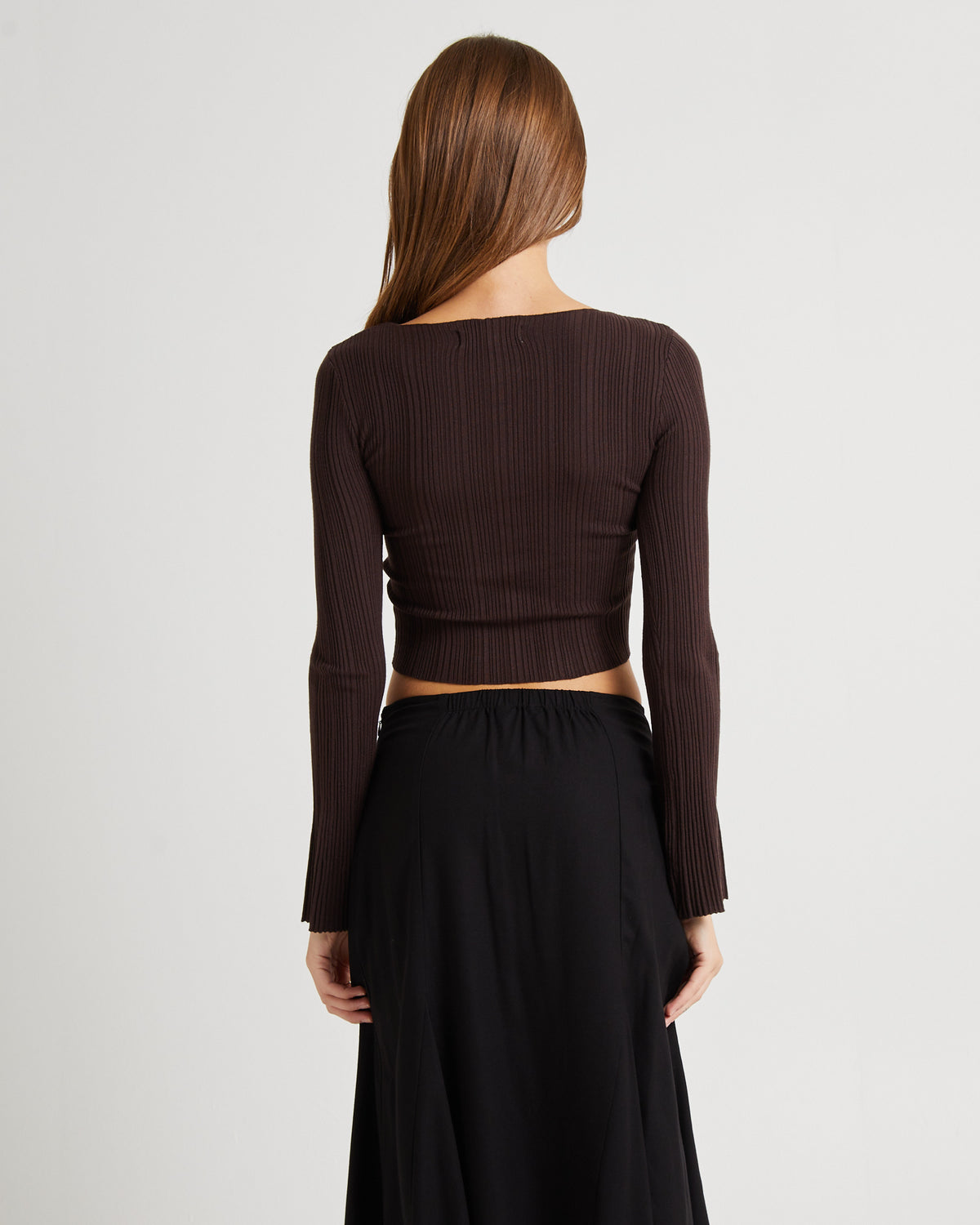Hally Boat Neck Long Sleeve Knit Top MOCHA