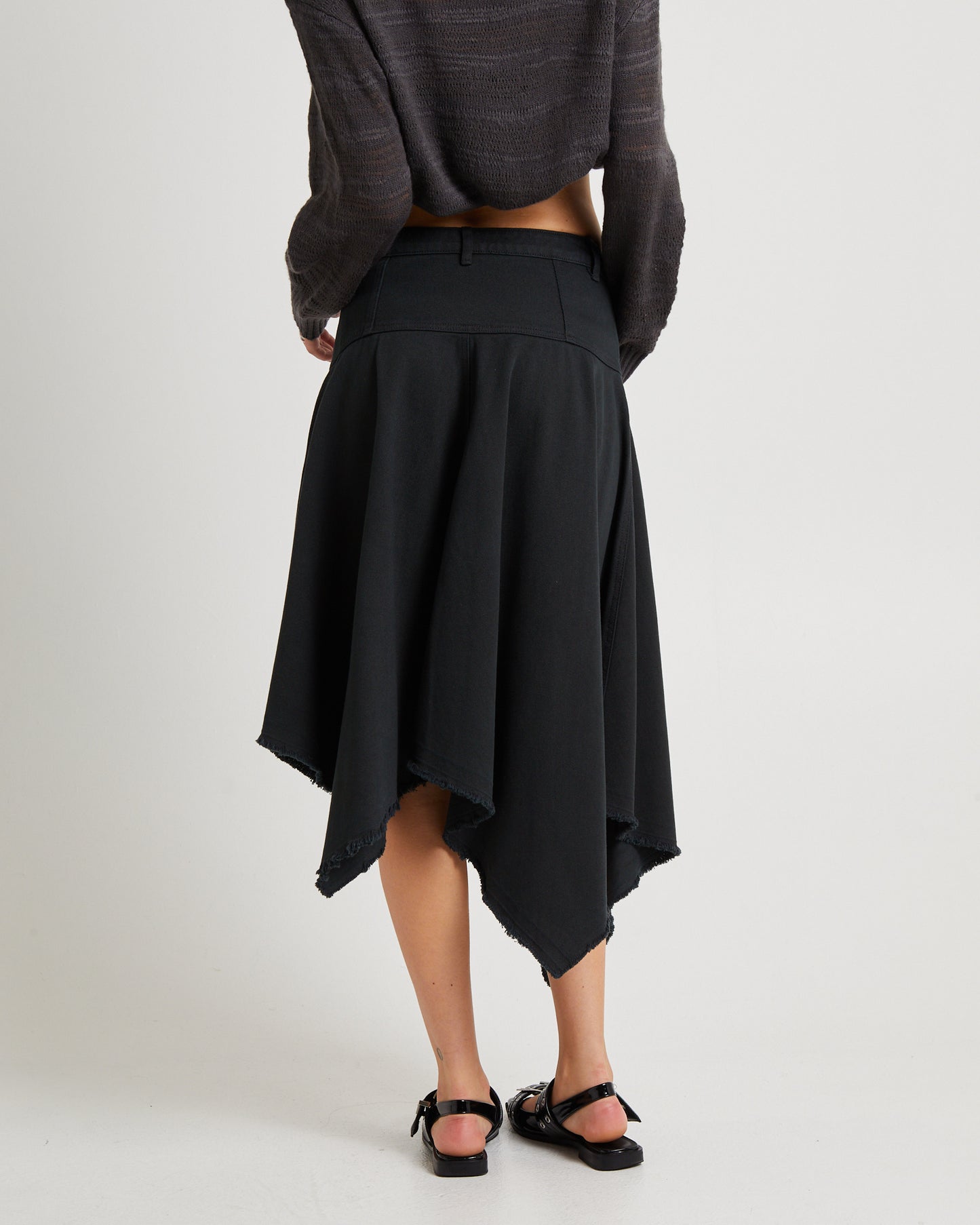 Lopez Handkerchief Hem Denim Skirt