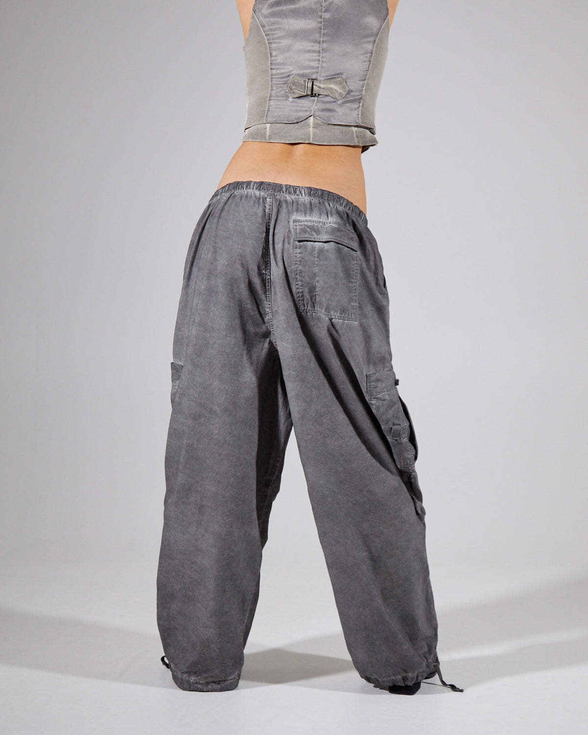 Parachute Pants Washed Black Oil BLACK