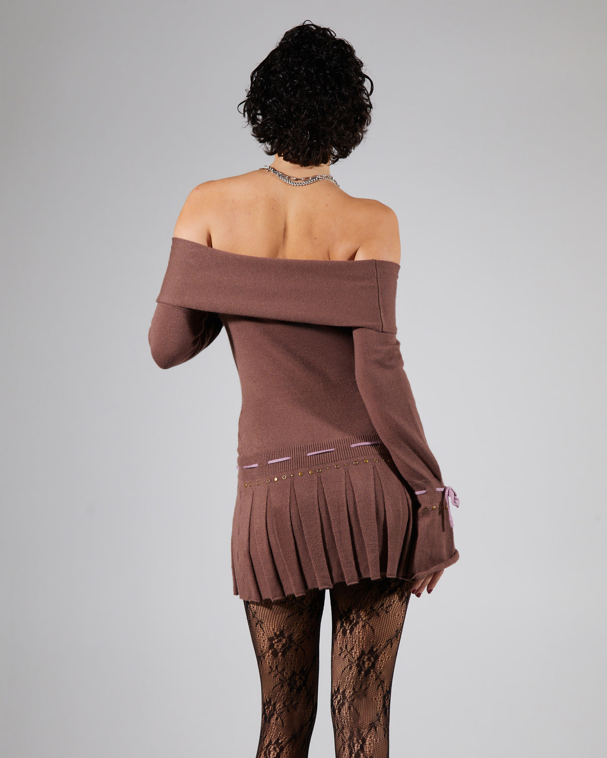 Serena Knitted Mini Dress BROWN
