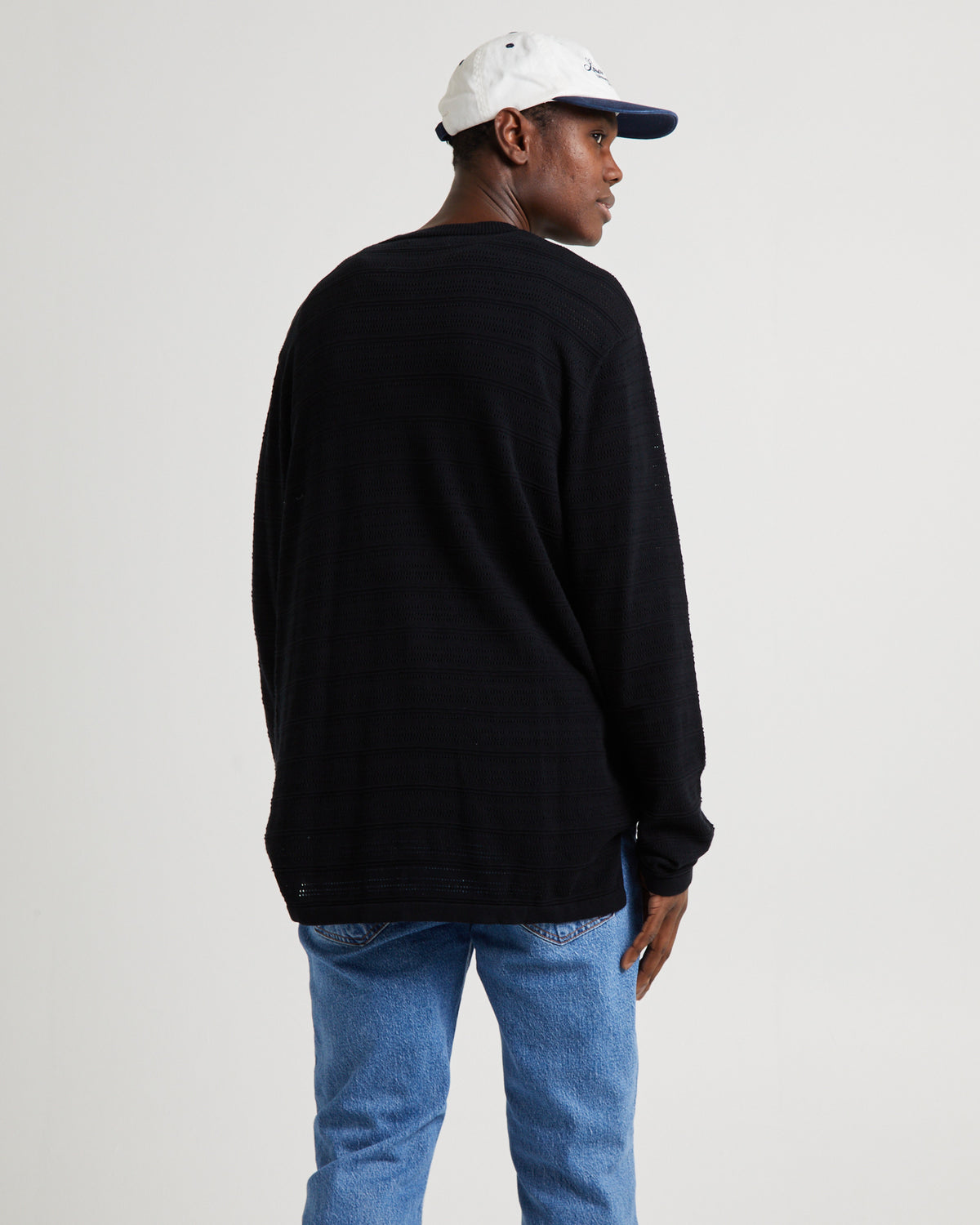 Geo Knit Long Sleeve T-Shirt Black BLACK