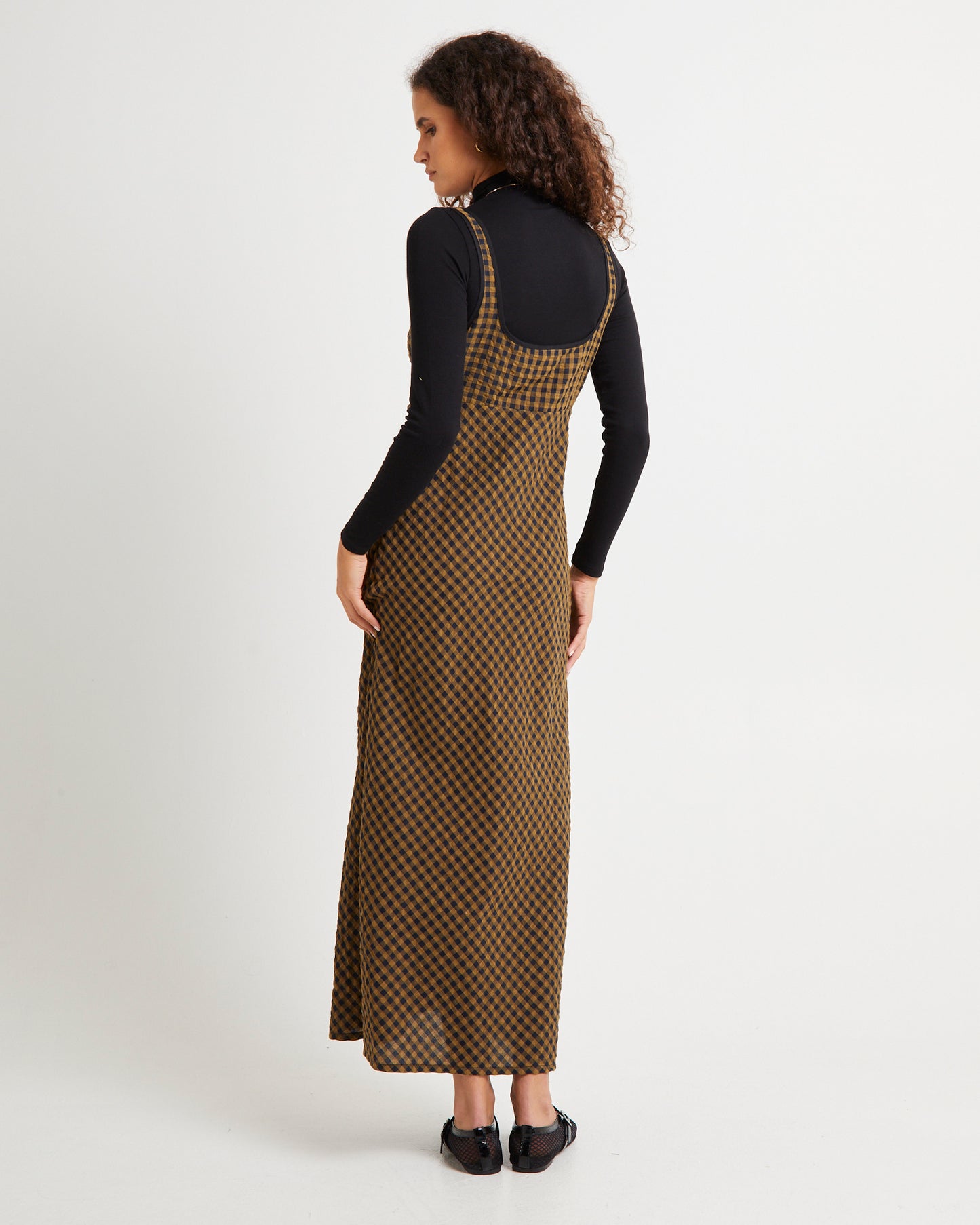 Grunge Plaid Midi Dress