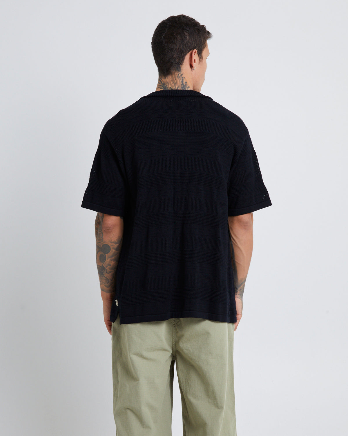 Knitted Short Sleeve Resort Shirt BLACK