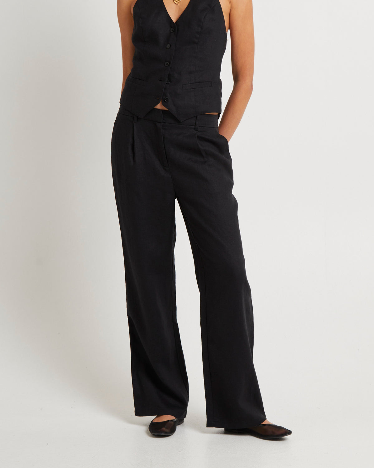 Jemimah Linen Trousers BLACK