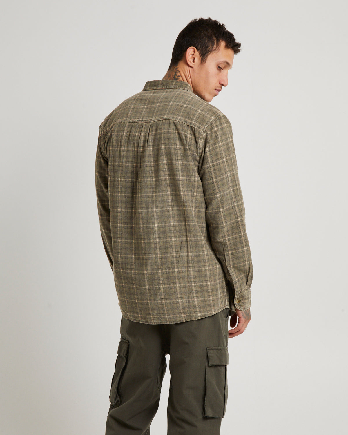 Army Check Cord Shirt FADED ARMY