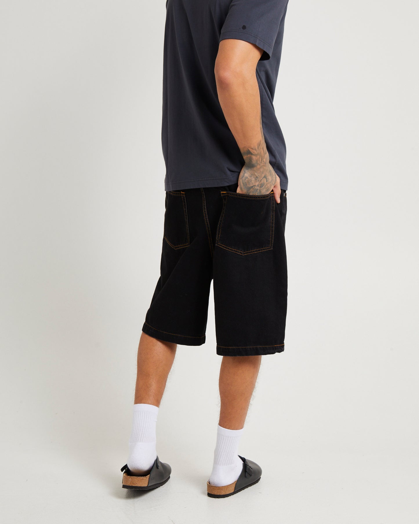 LIL C DENIM BAGGY SHORT WASHED BLACK