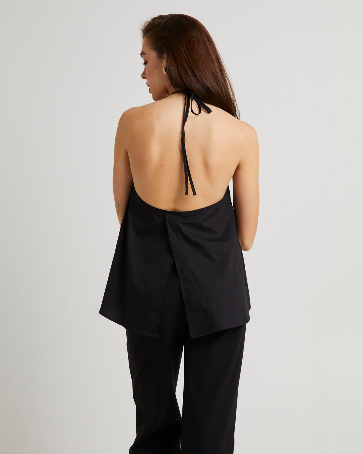Molly Contrast Hankie Top BLACK
