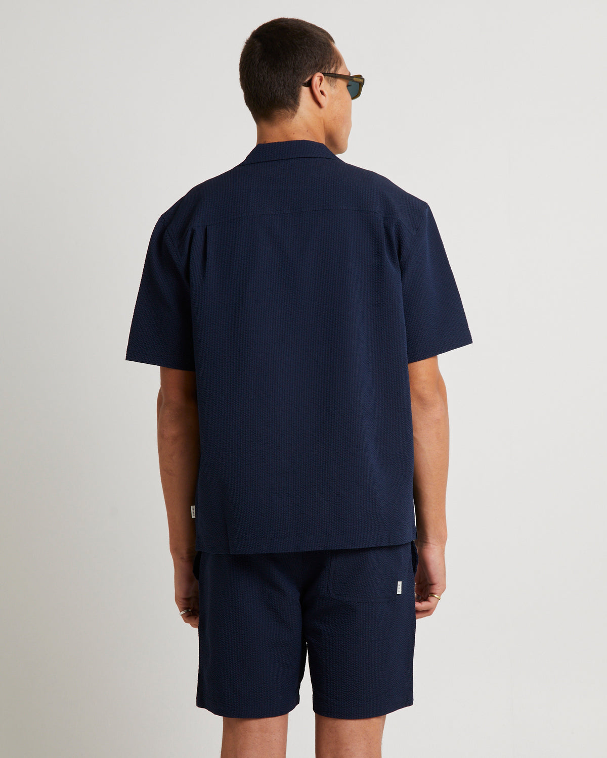 Seersucker Short Sleeve Resort Shirt NAVY