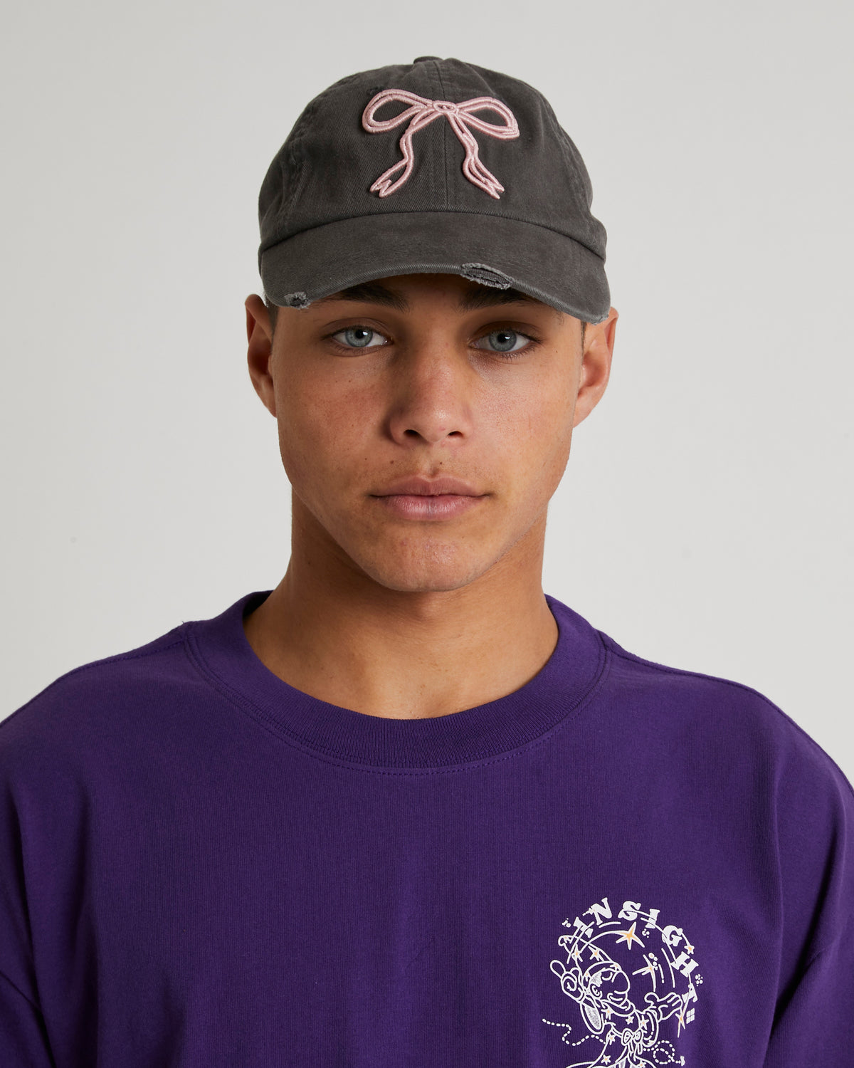 Mimi Bow Distressed Cap BLACK