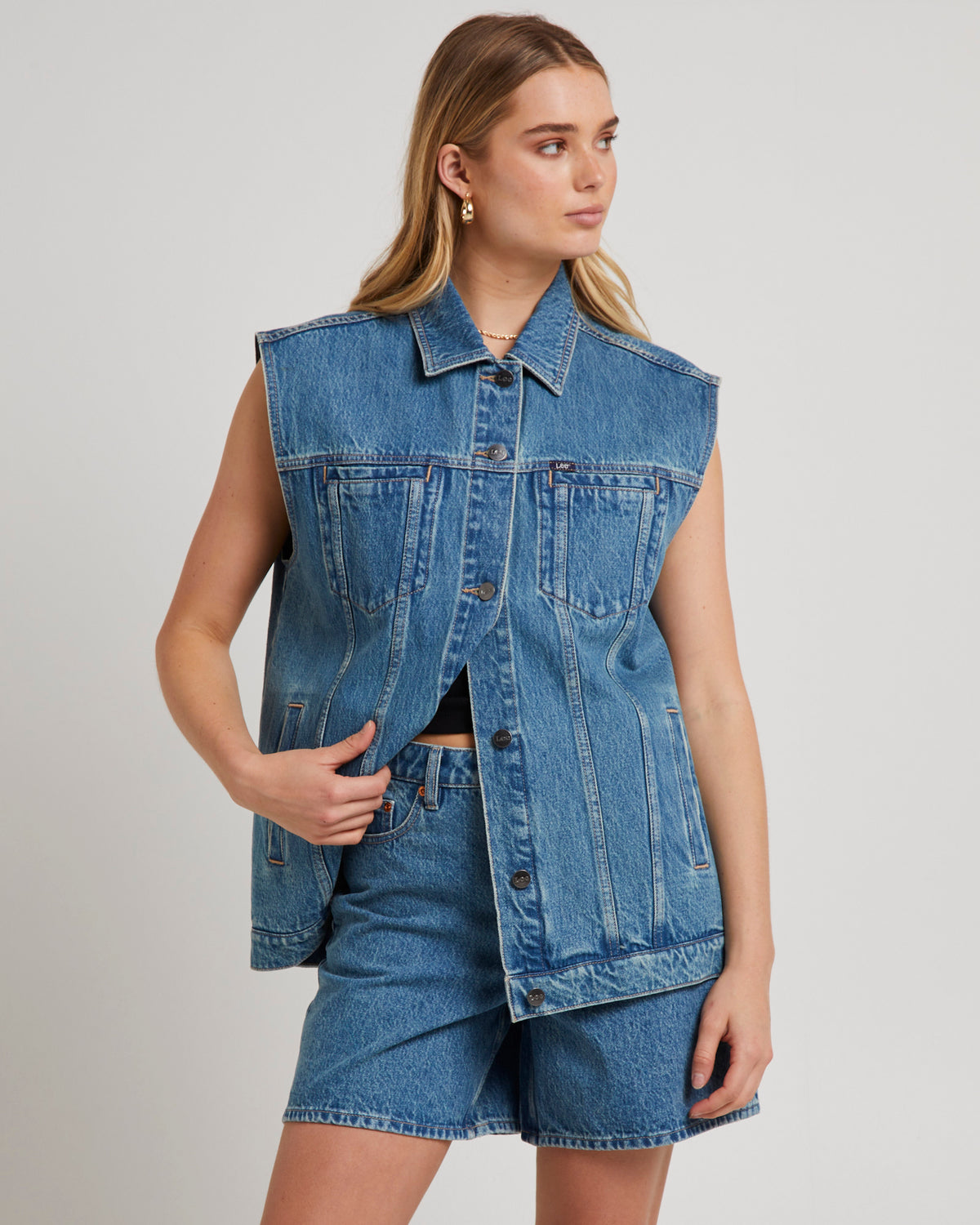 Signature Freya Oversized Denim Vest INDIGO POOL