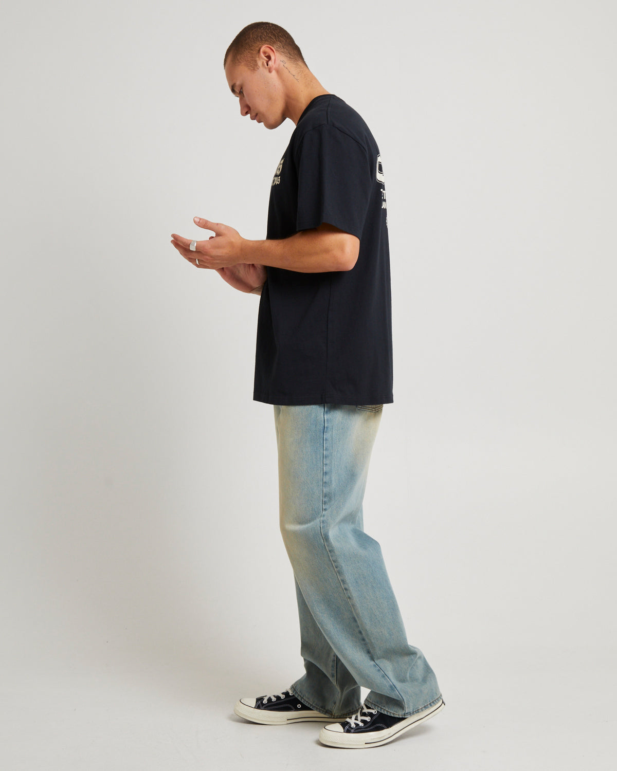 Rinse Wash Loose Fit T-Shirt BLACK