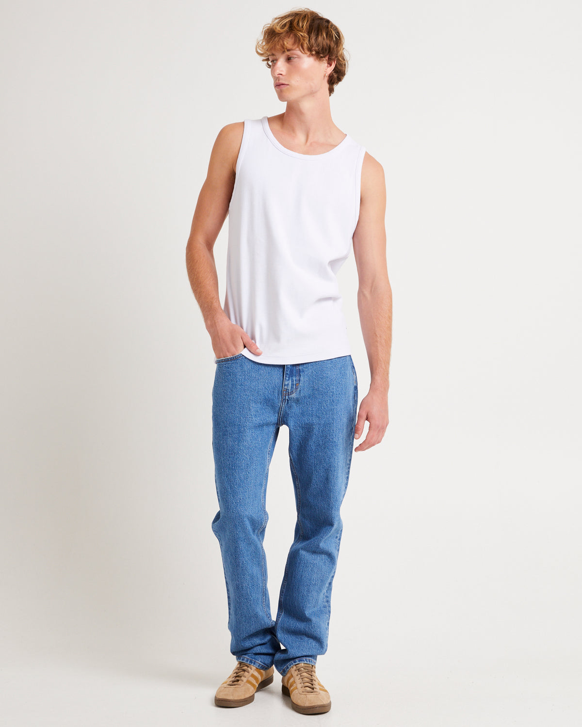 Paramount Ribbed Singlet WHITE