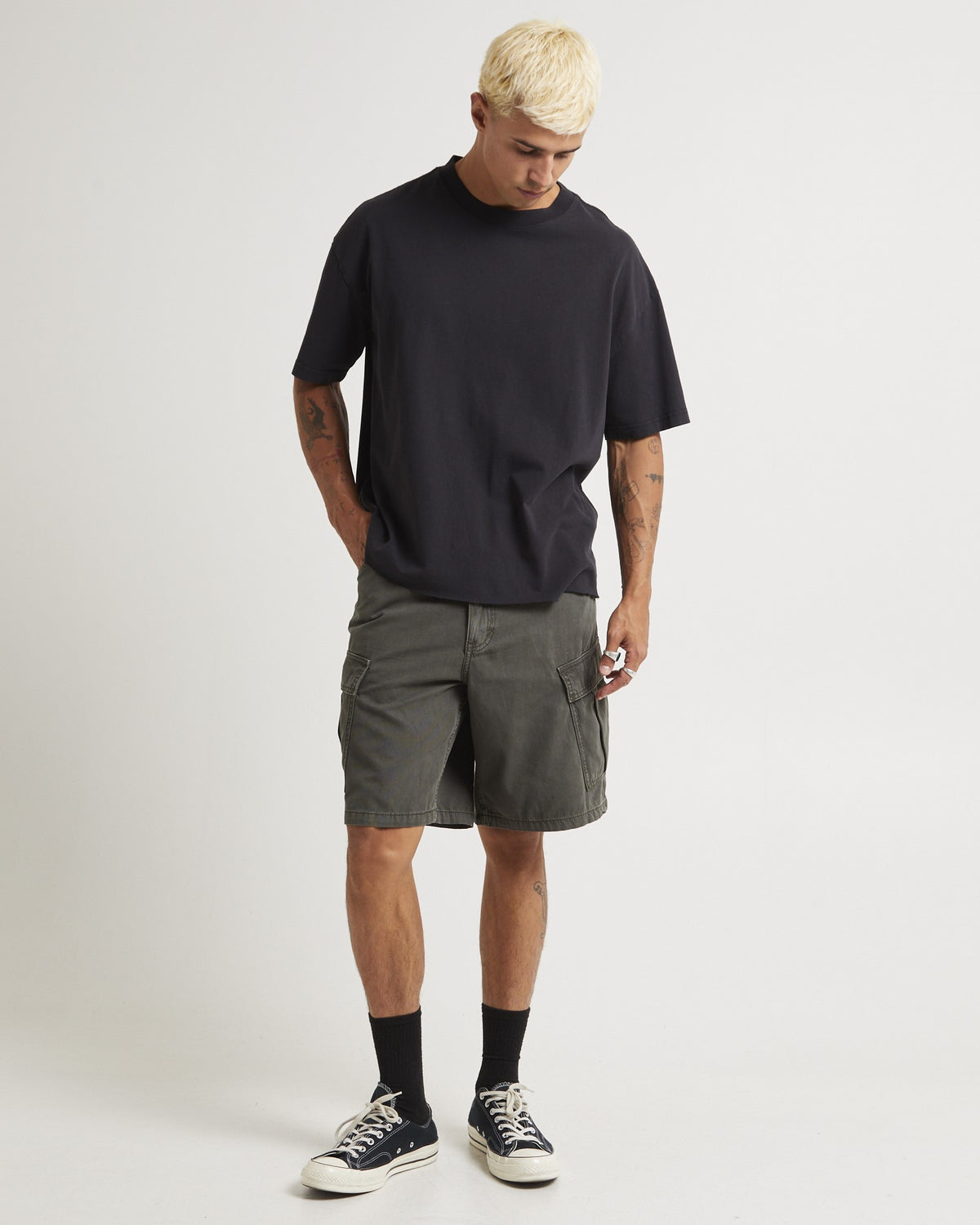 95 Baggy Denim Cargo Shorts ARMY GREEN